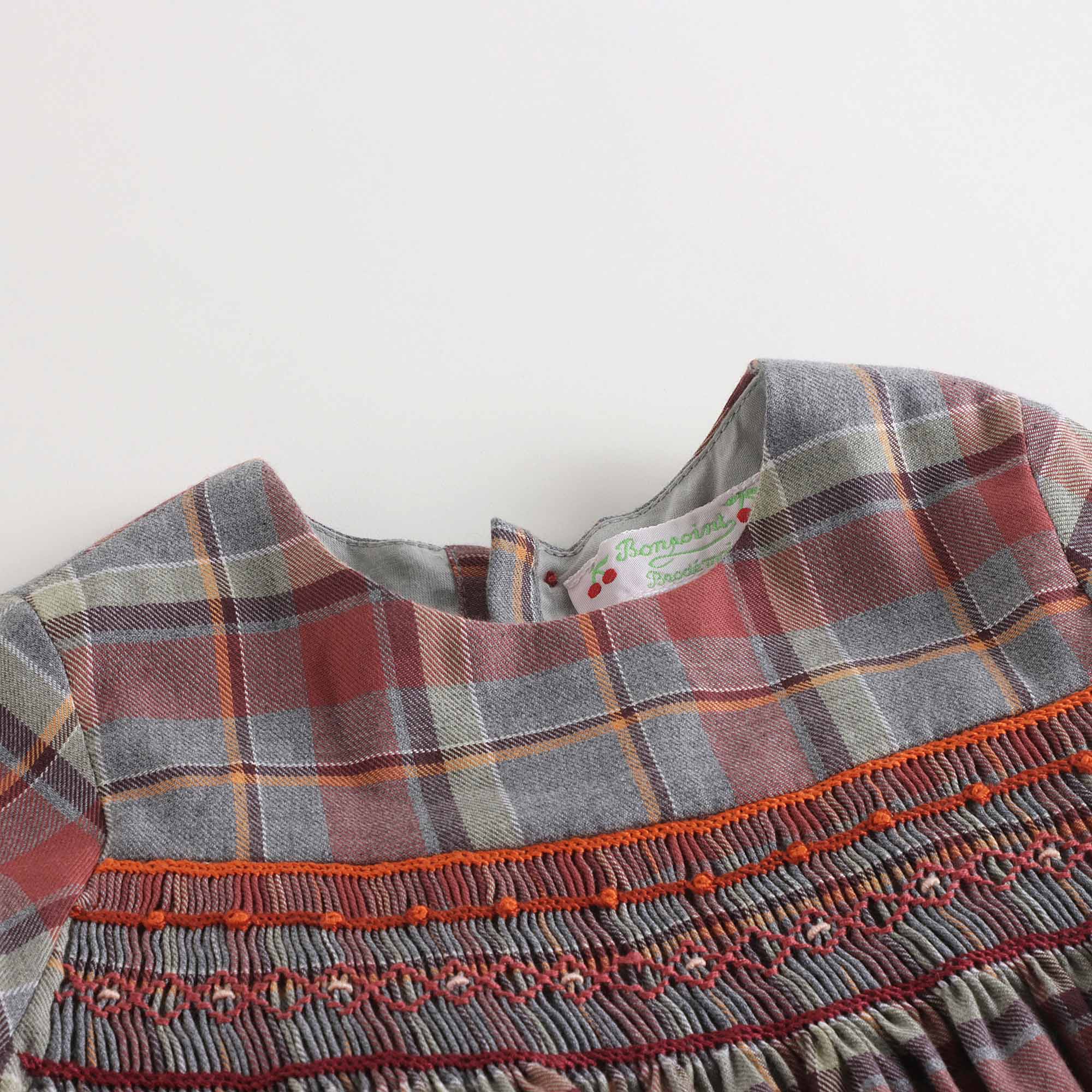 Baby Girls Wine Red Check Cotton Dress