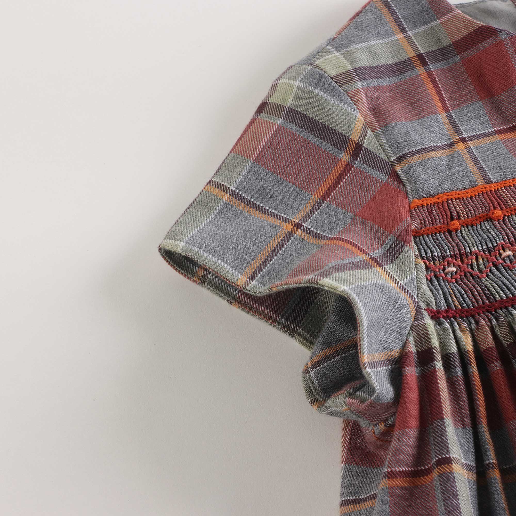 Baby Girls Wine Red Check Cotton Dress