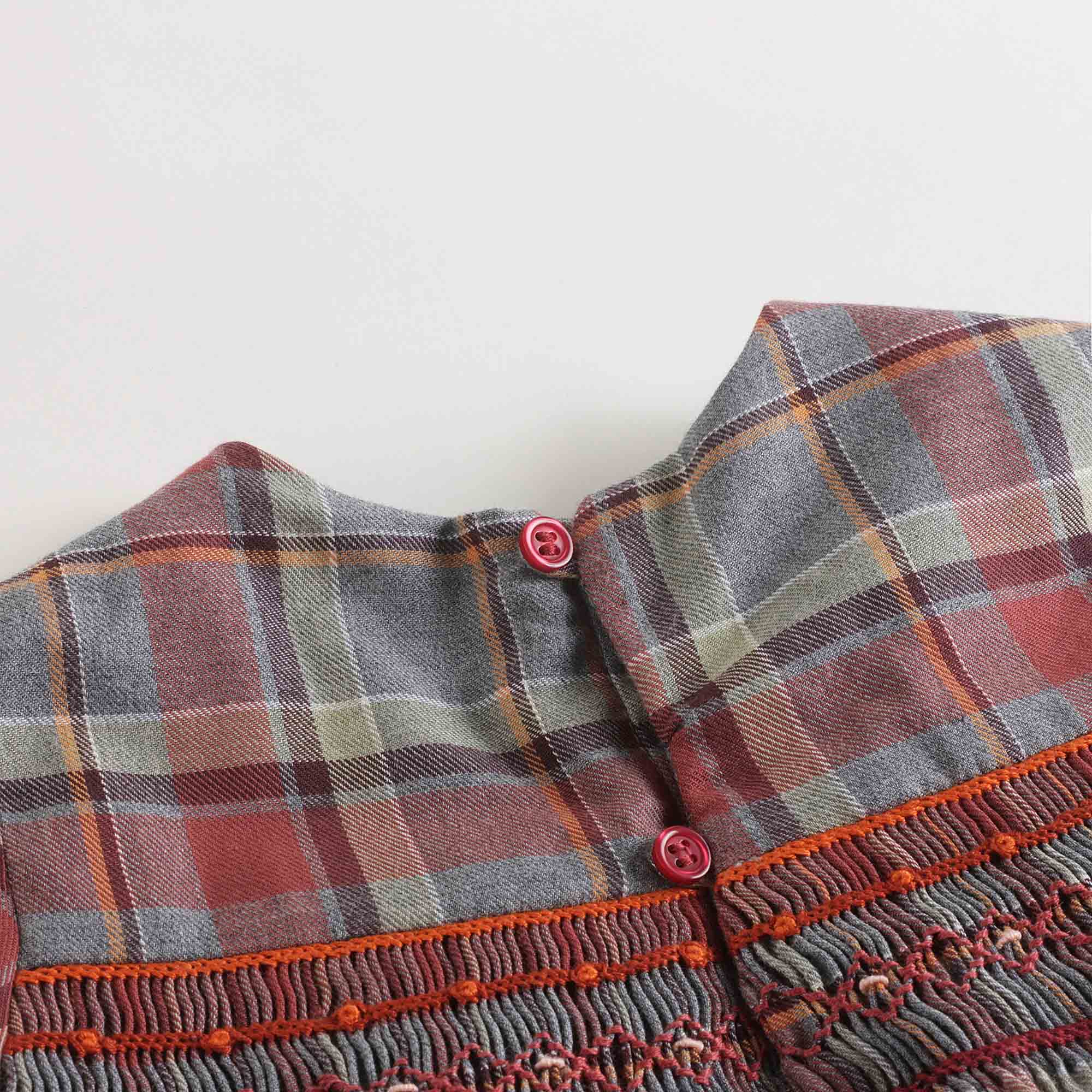 Baby Girls Wine Red Check Cotton Dress