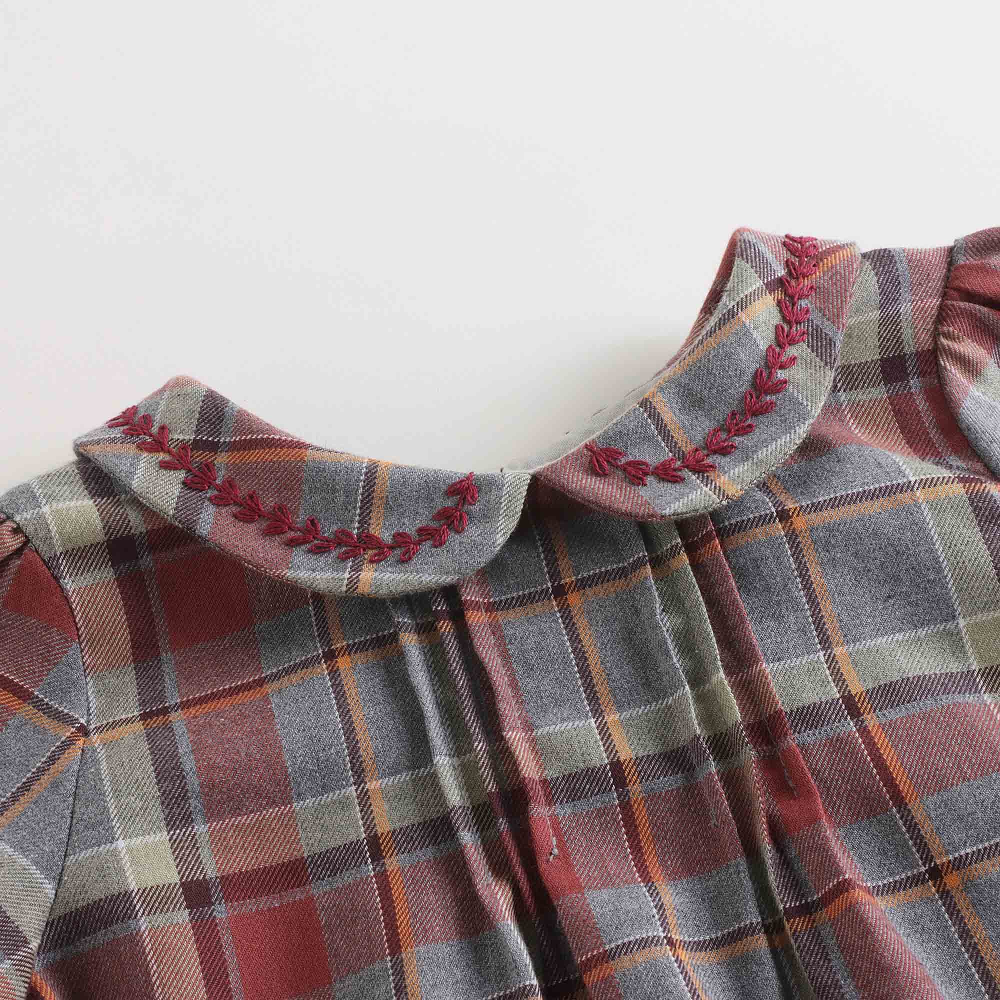 Baby Girls Wine Red Check Cotton Blouse