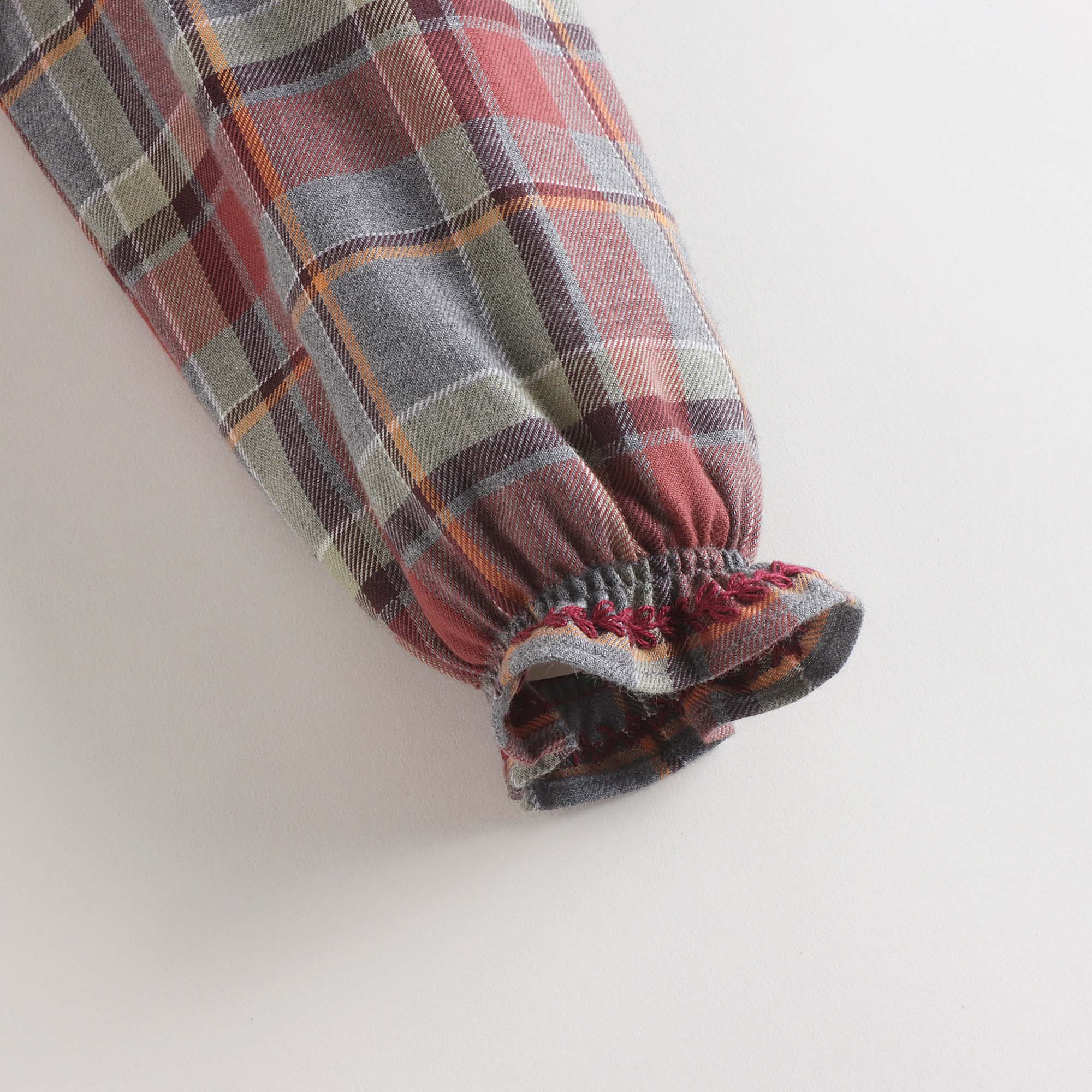 Baby Girls Wine Red Check Cotton Blouse