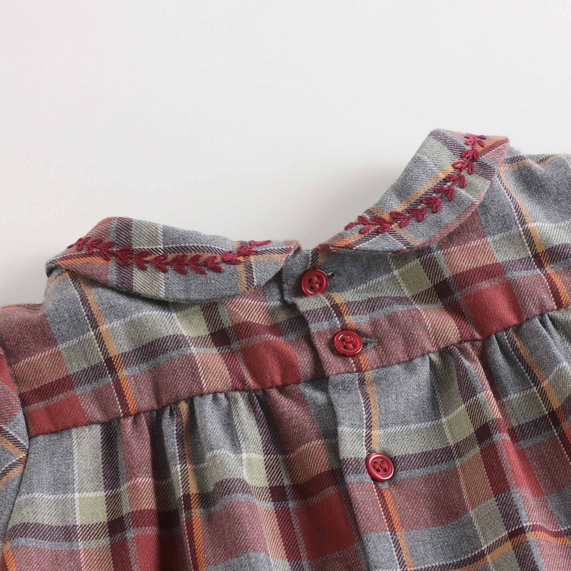 Baby Girls Wine Red Check Cotton Blouse