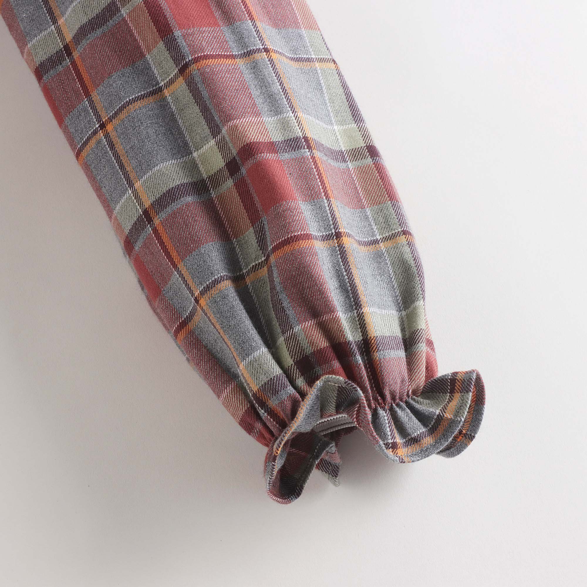 Girls Wine Red Check Cotton Dress