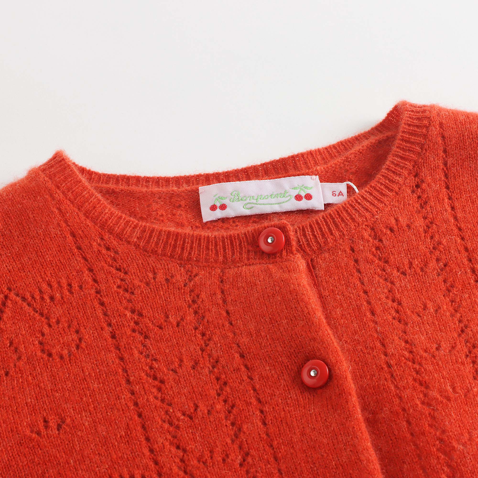 Girls Red Cashmere Cardigan