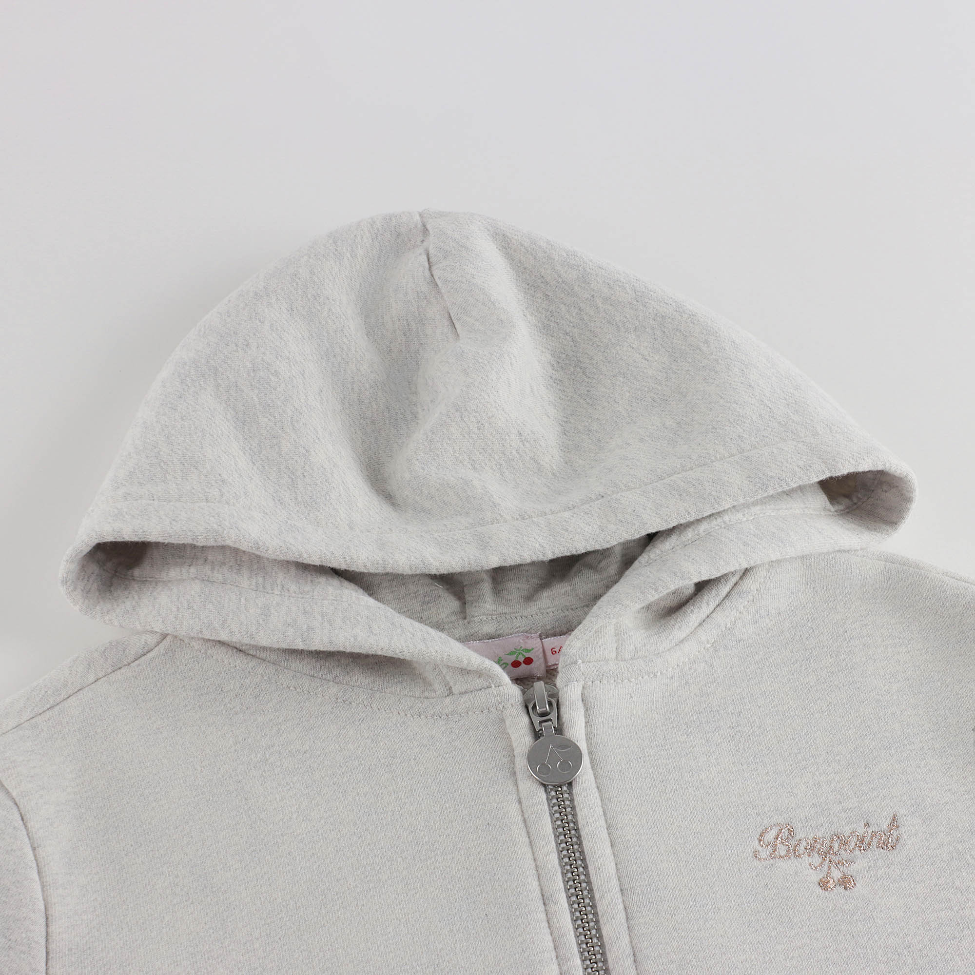 Girls Grey Cotton Zip-Up Top