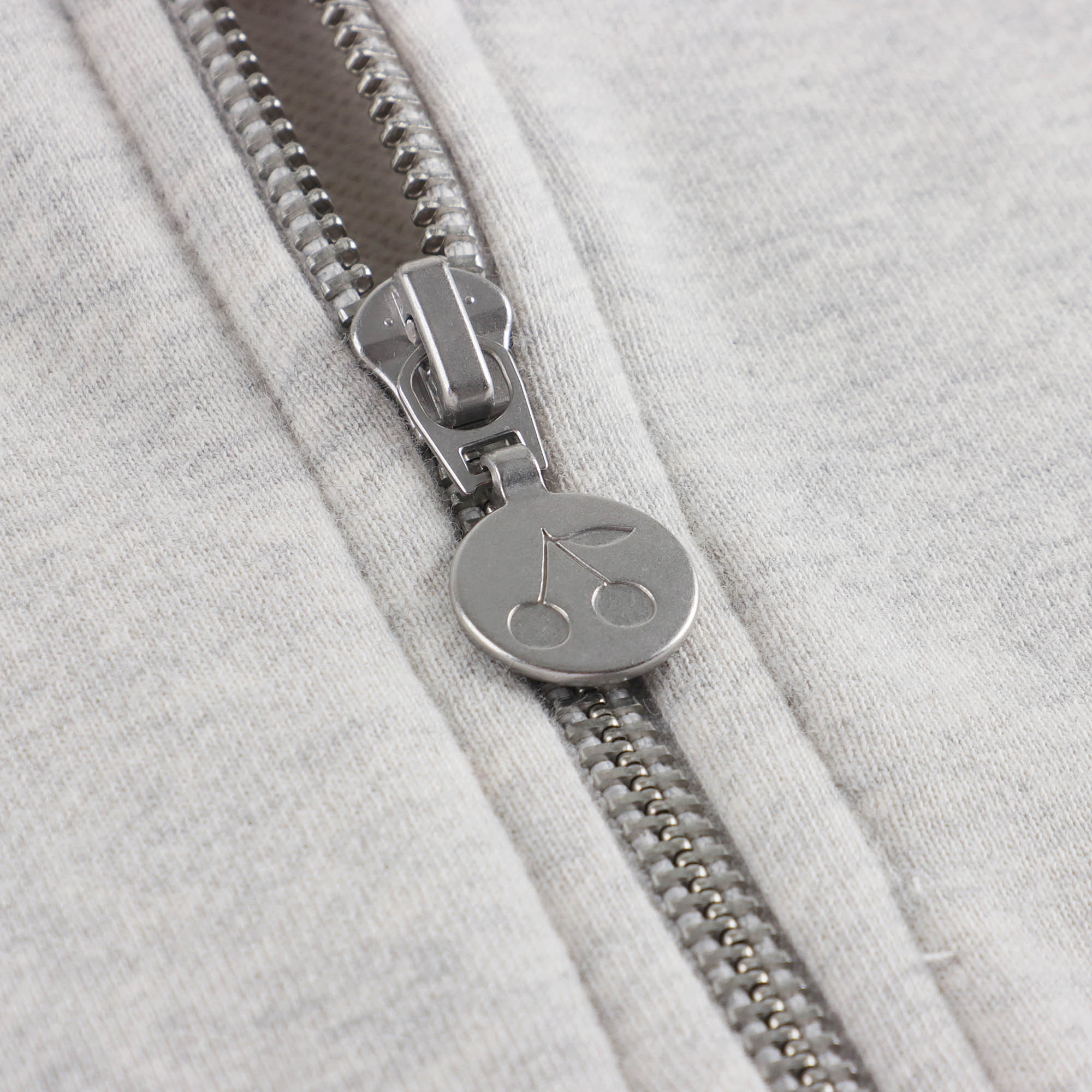 Girls Grey Cotton Zip-Up Top