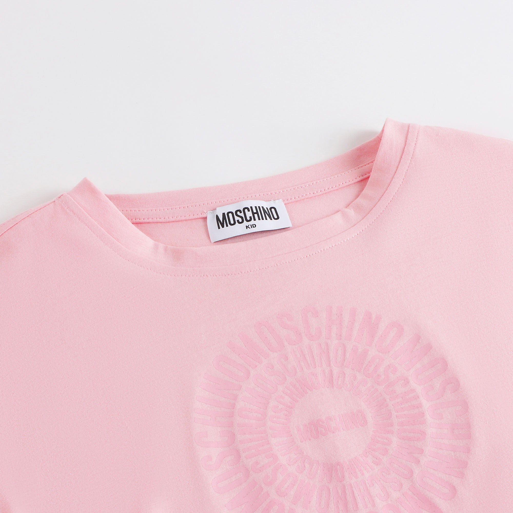 Girls Pink Circular Logo Cotton T-Shirt