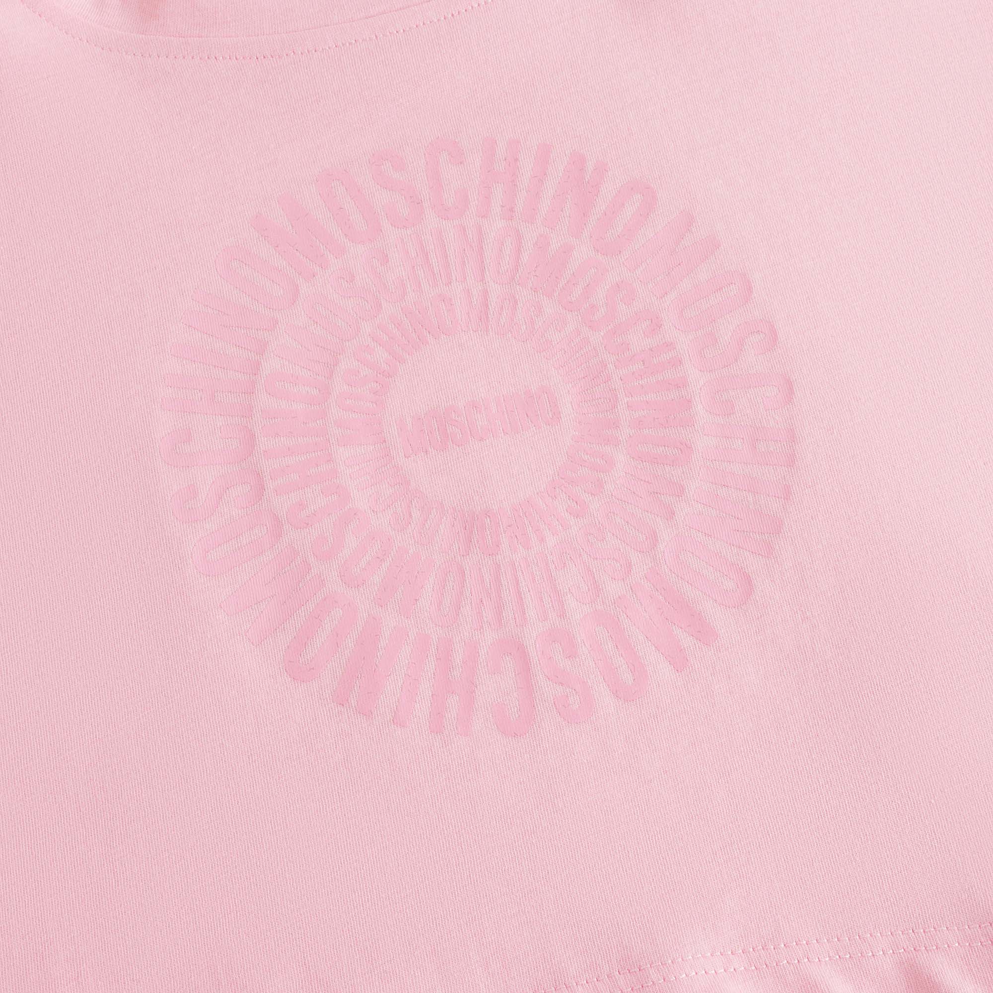 Girls Pink Circular Logo Cotton T-Shirt