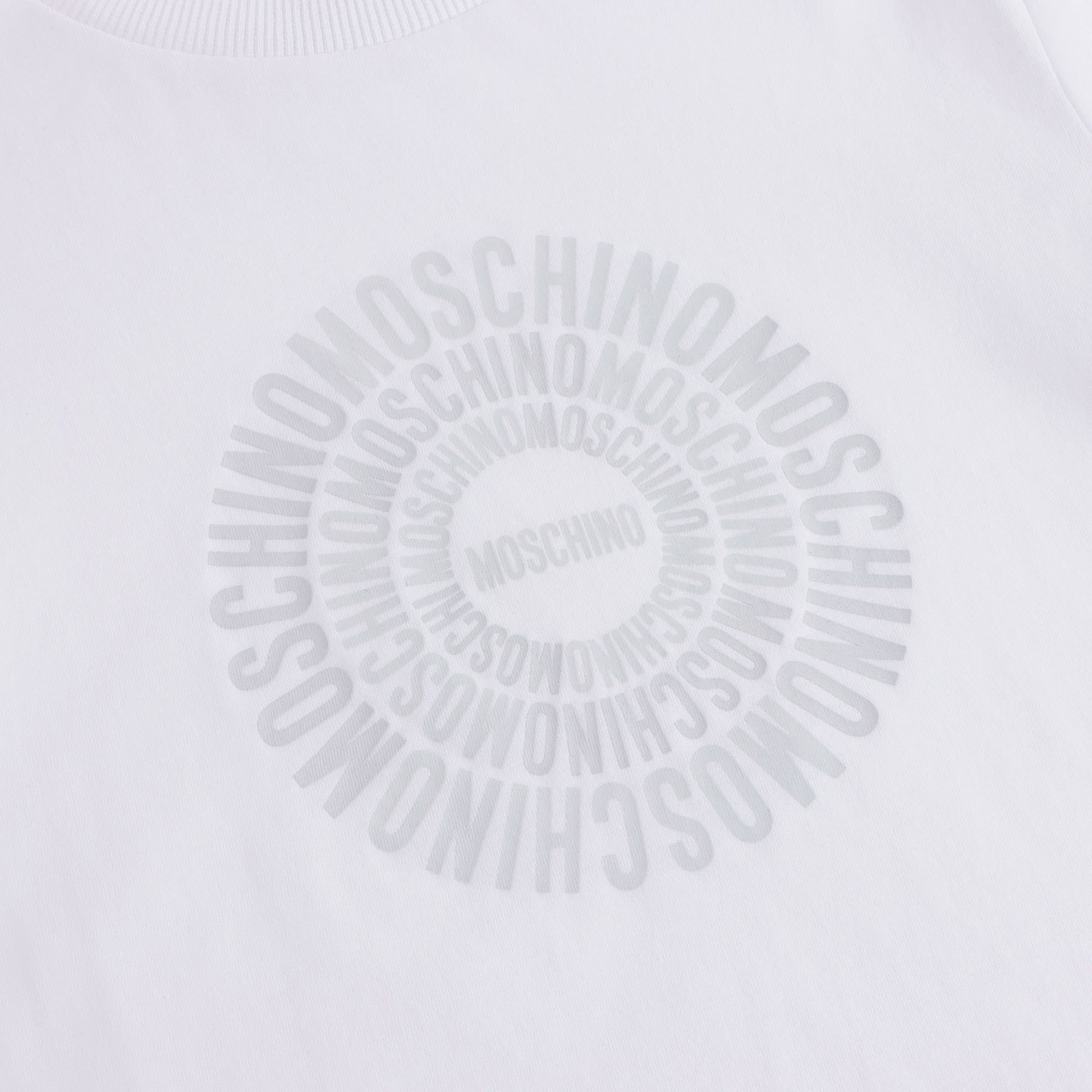 Boys & Girls White Circular Logo Cotton T-Shirt