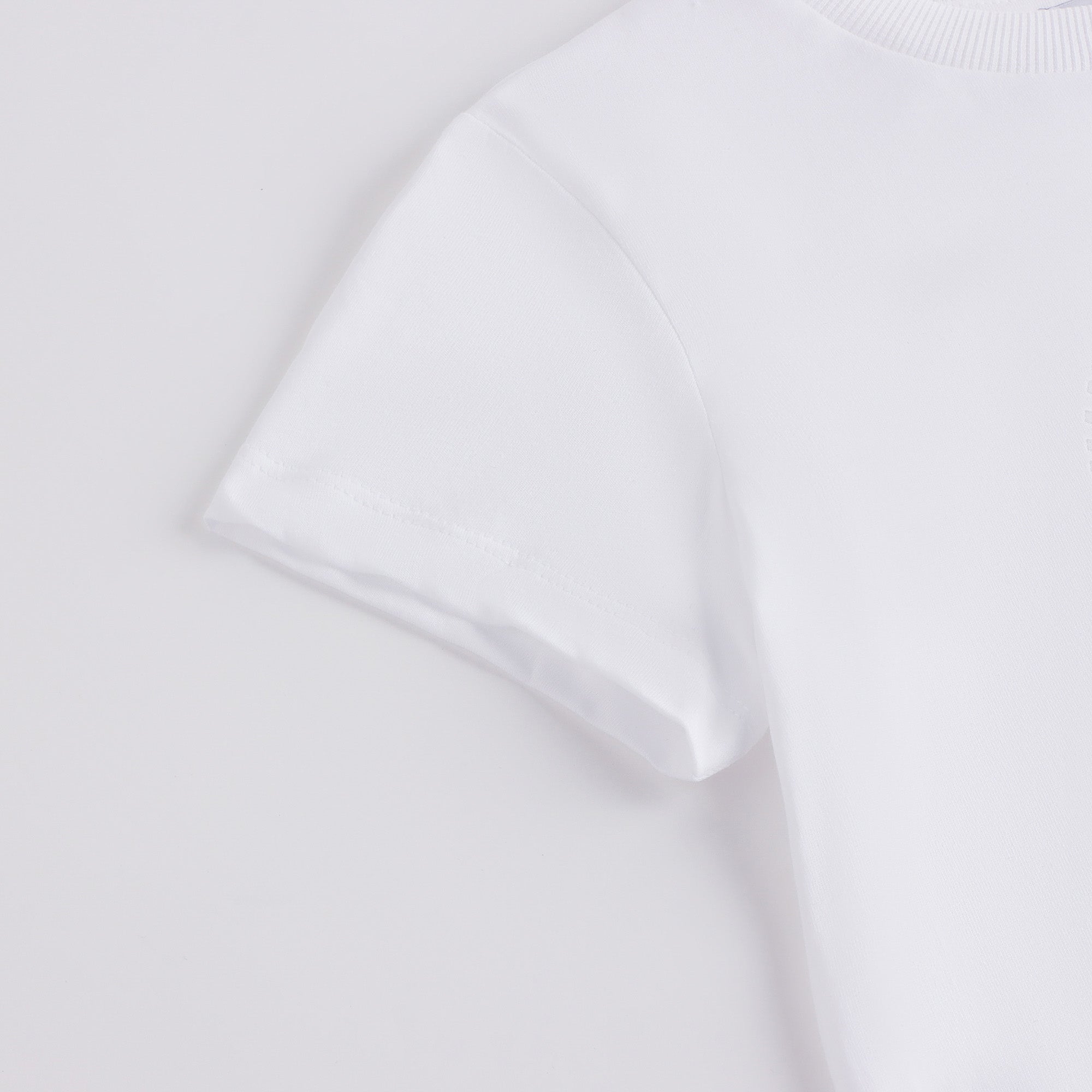 Boys & Girls White Circular Logo Cotton T-Shirt