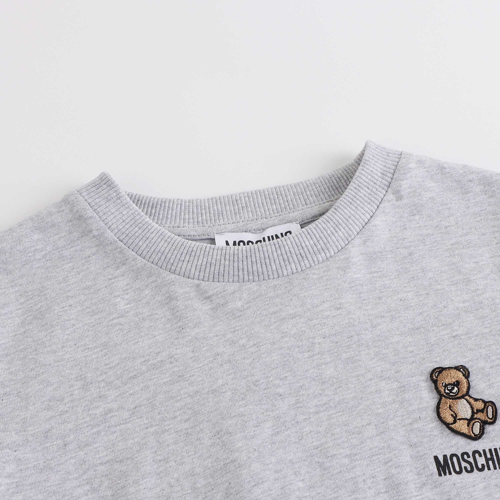 Boys & Girls Grey Cotton T-Shirt