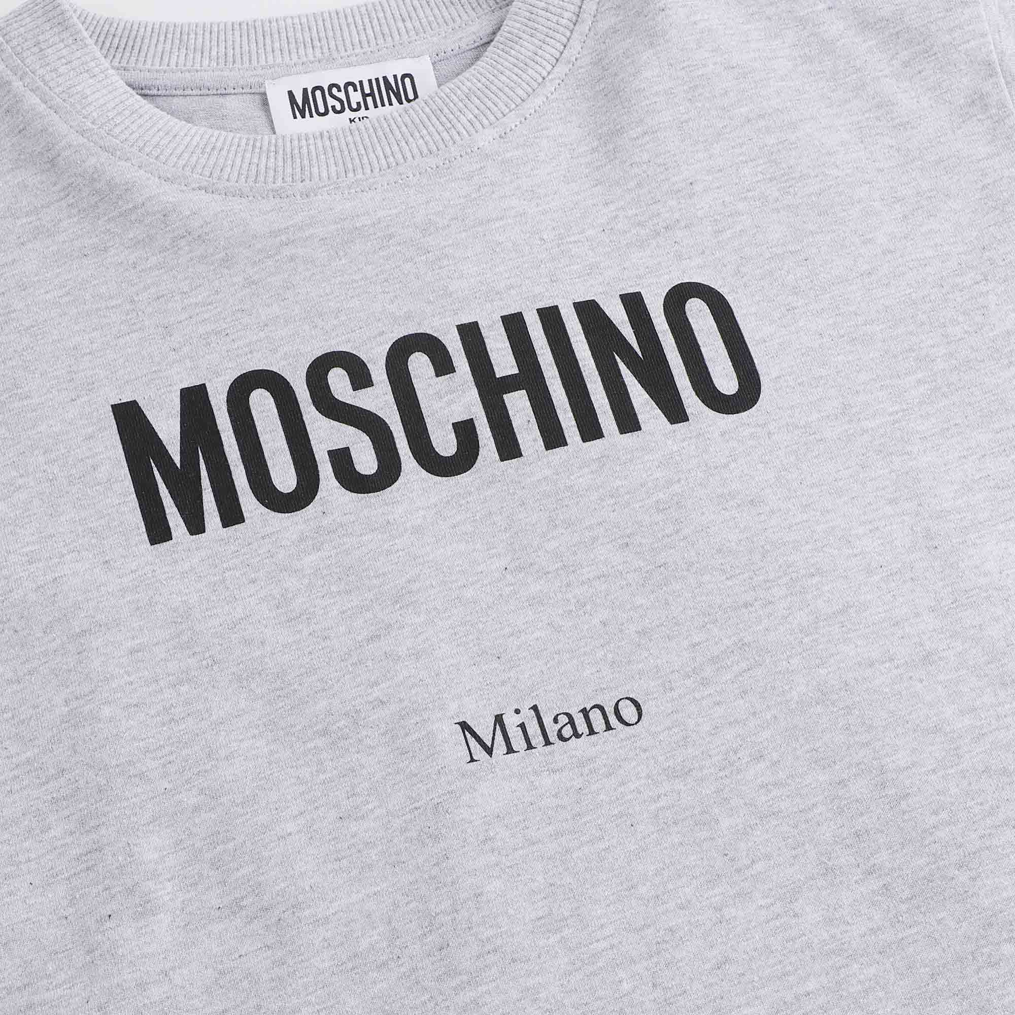 Boys & Girls Grey Logo Cotton T-Shirt