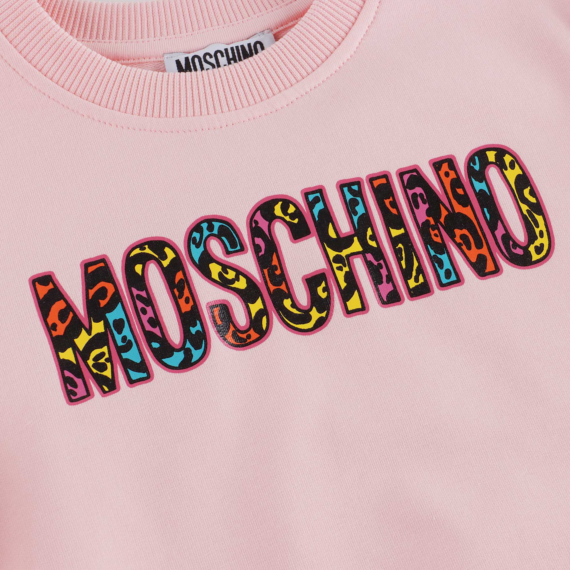 Girls Pink Logo Cotton Sweatshirt