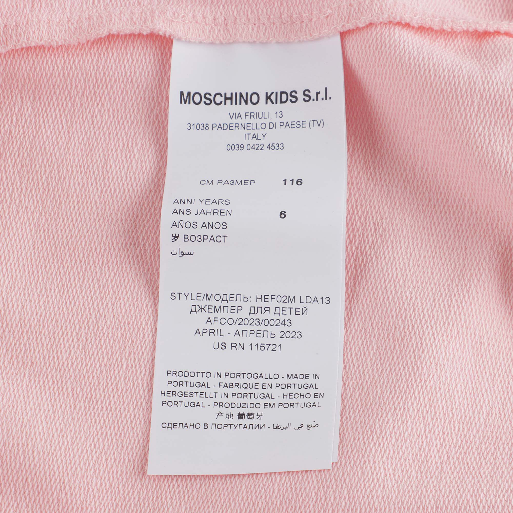 Girls Pink Logo Cotton Sweatshirt