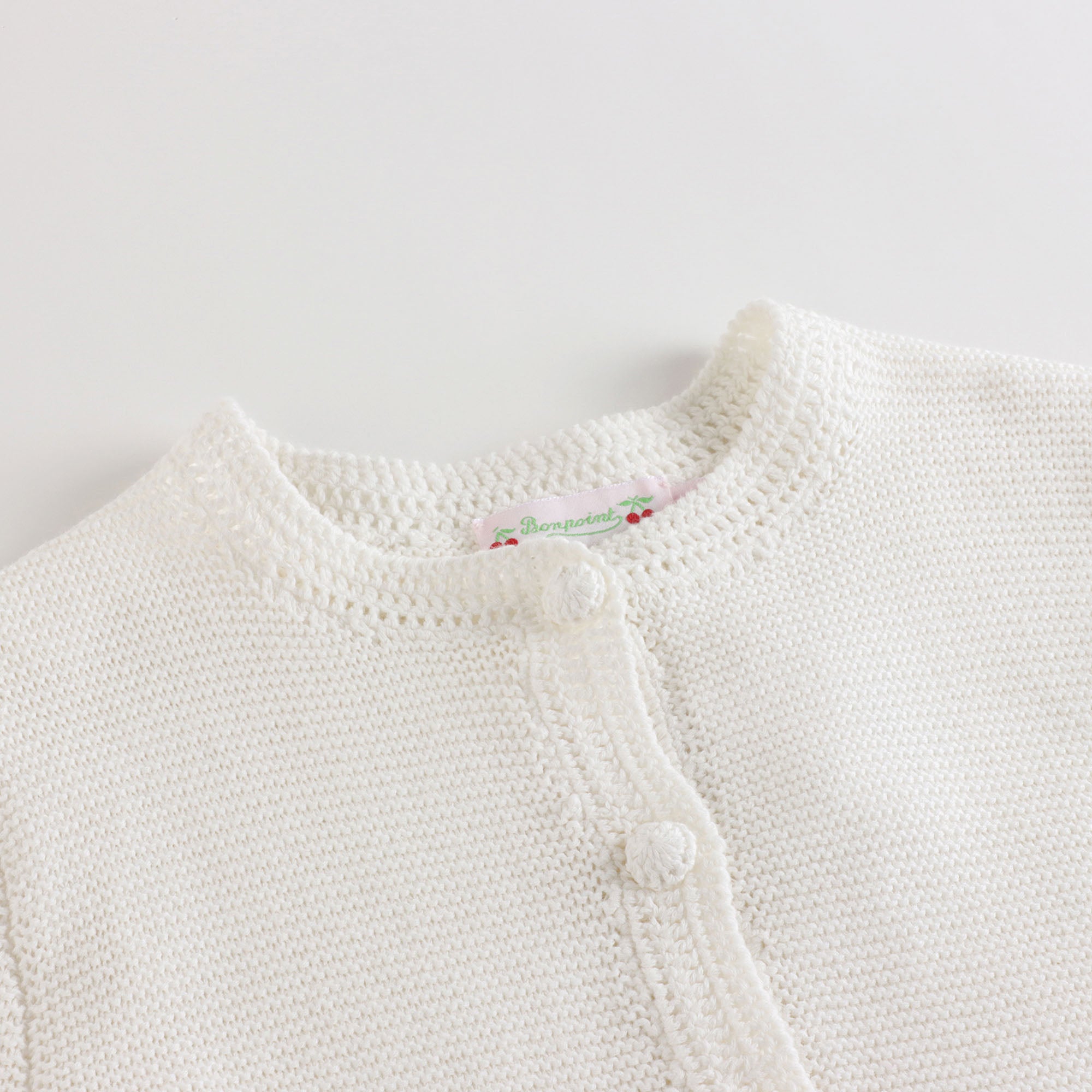 Girls White Cotton Cardigan