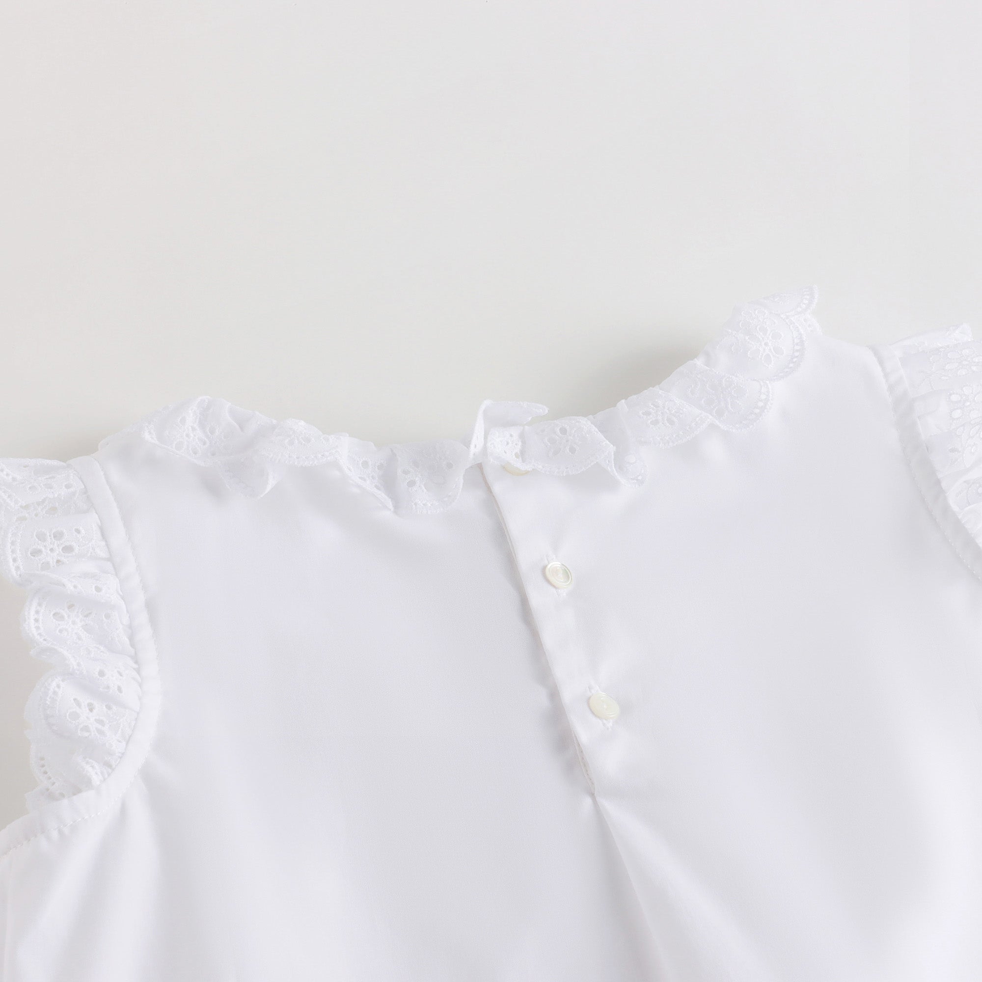 Girls White Embroidered Ruffled Cotton Top
