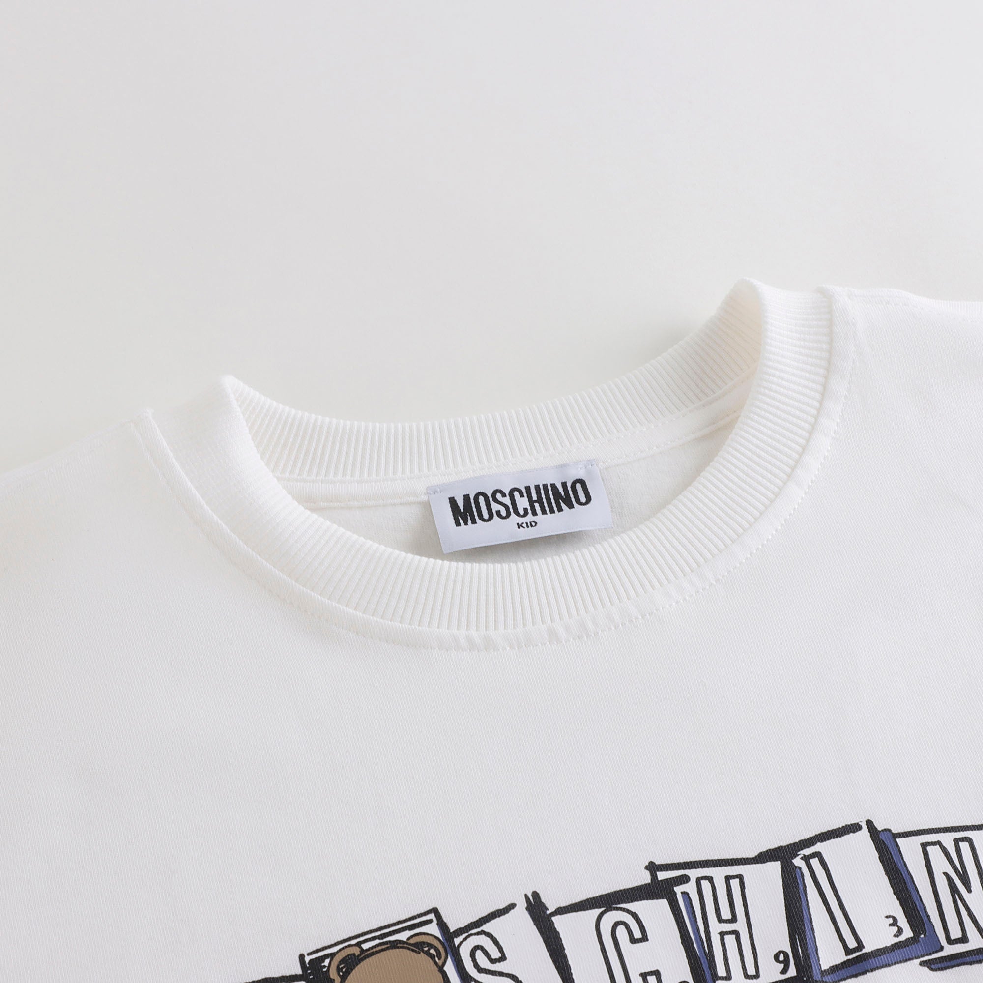 Boys & Girls White Printed Cotton T-Shirt