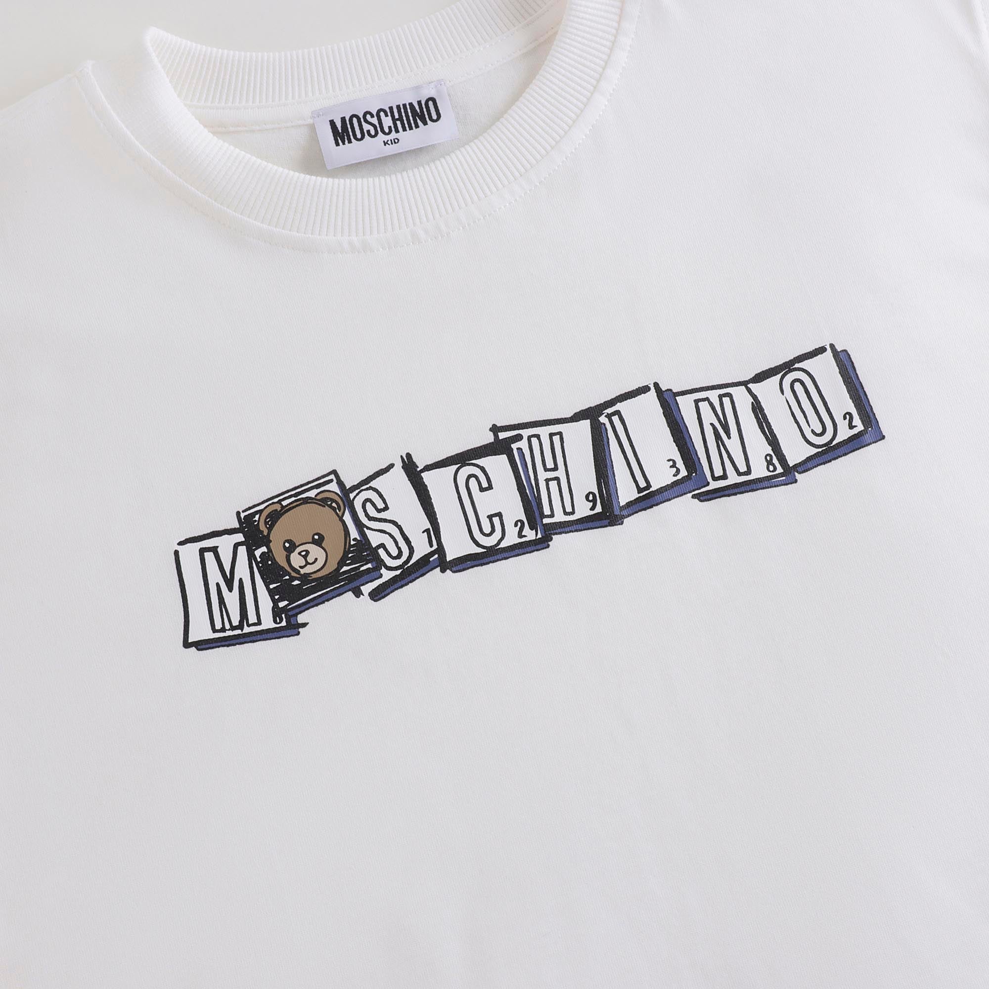Boys & Girls White Printed Cotton T-Shirt