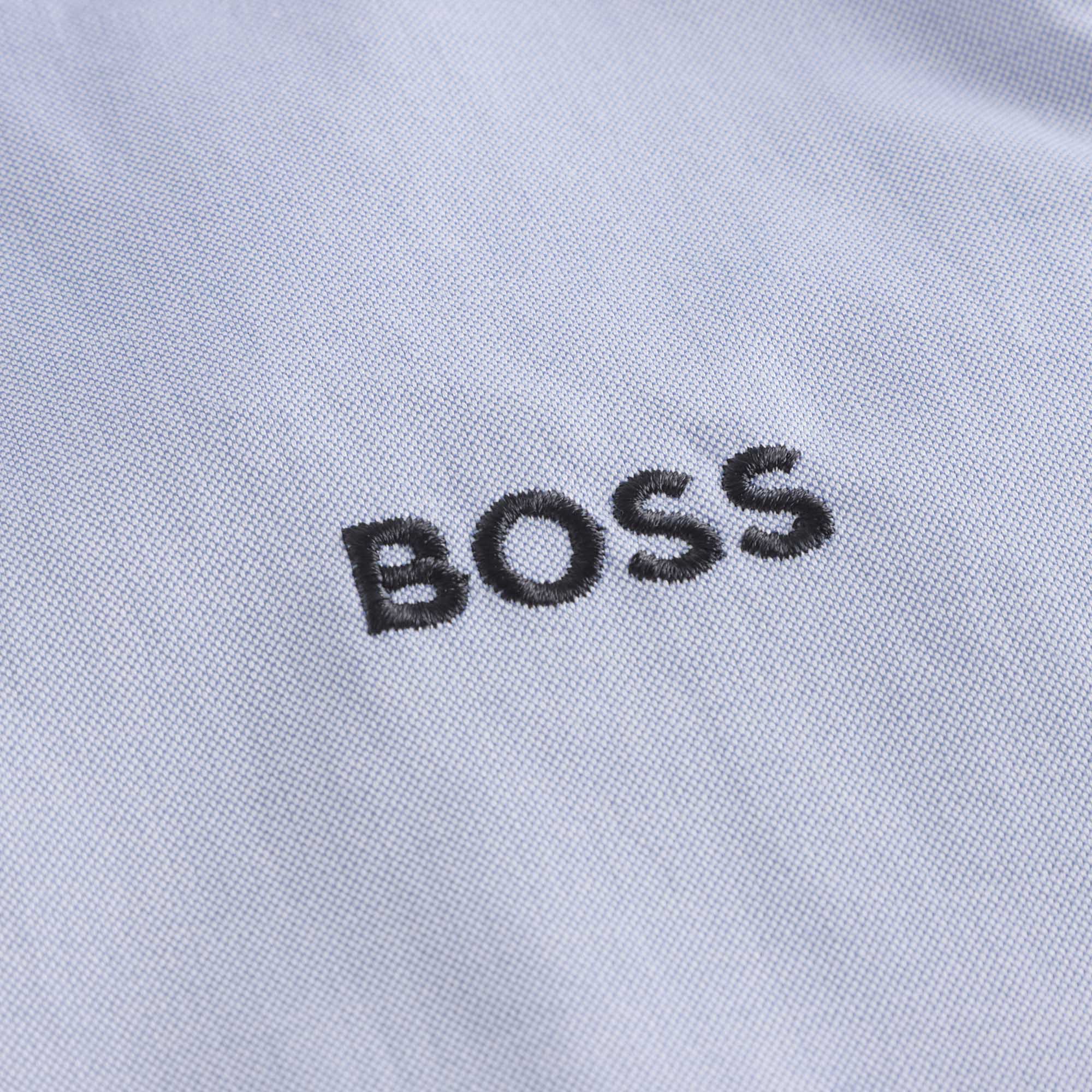 Boys Light Blue Embroidered Logo Cotton Shirt