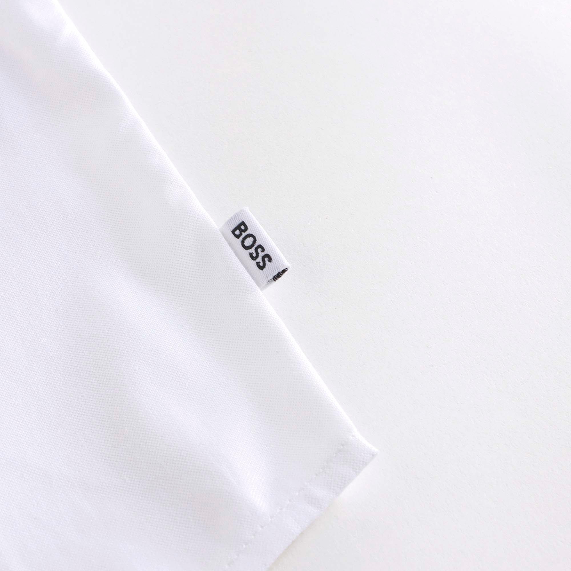 Boys White Embroidered Logo Cotton Shirt