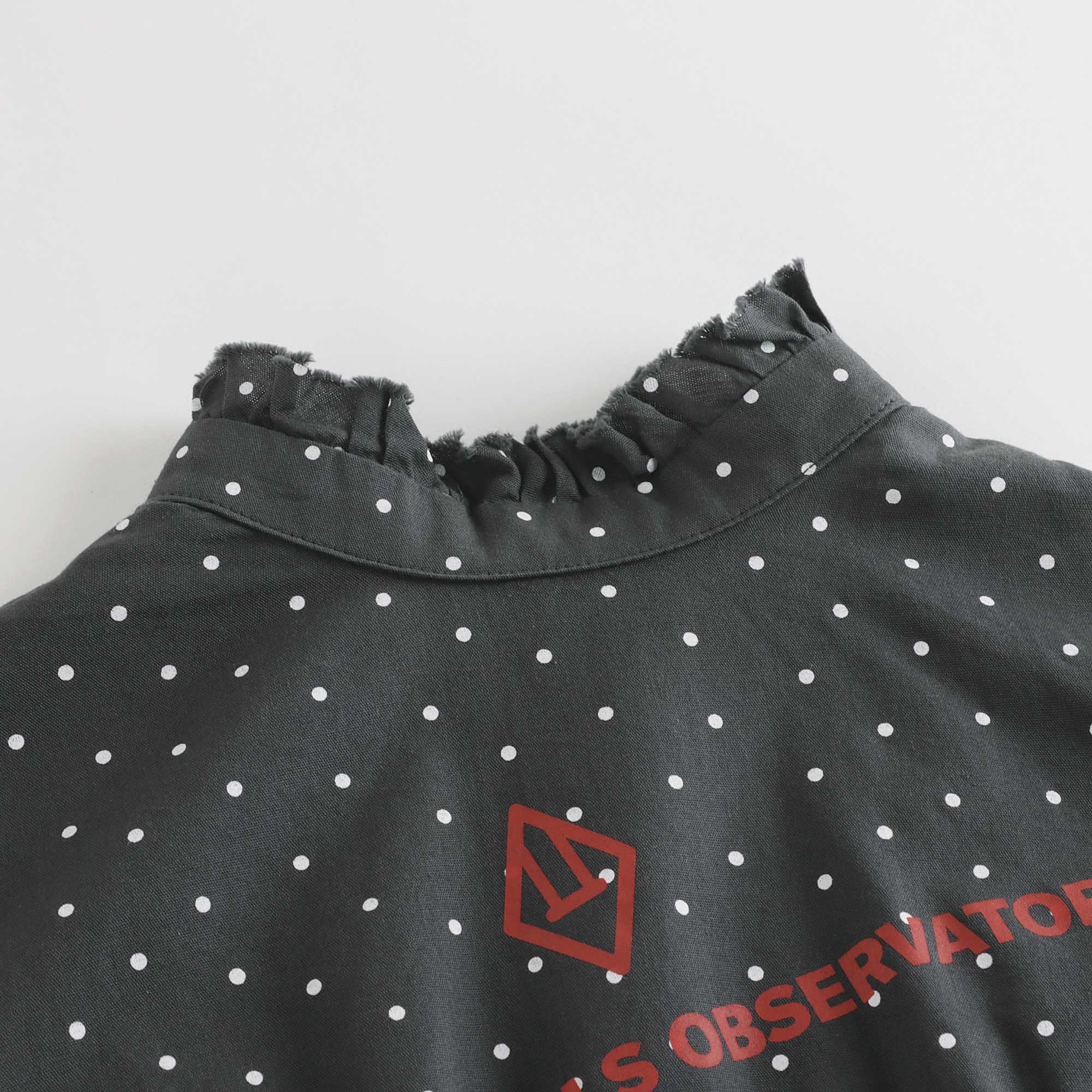 Girls Dark Grey Dots Cotton Dress