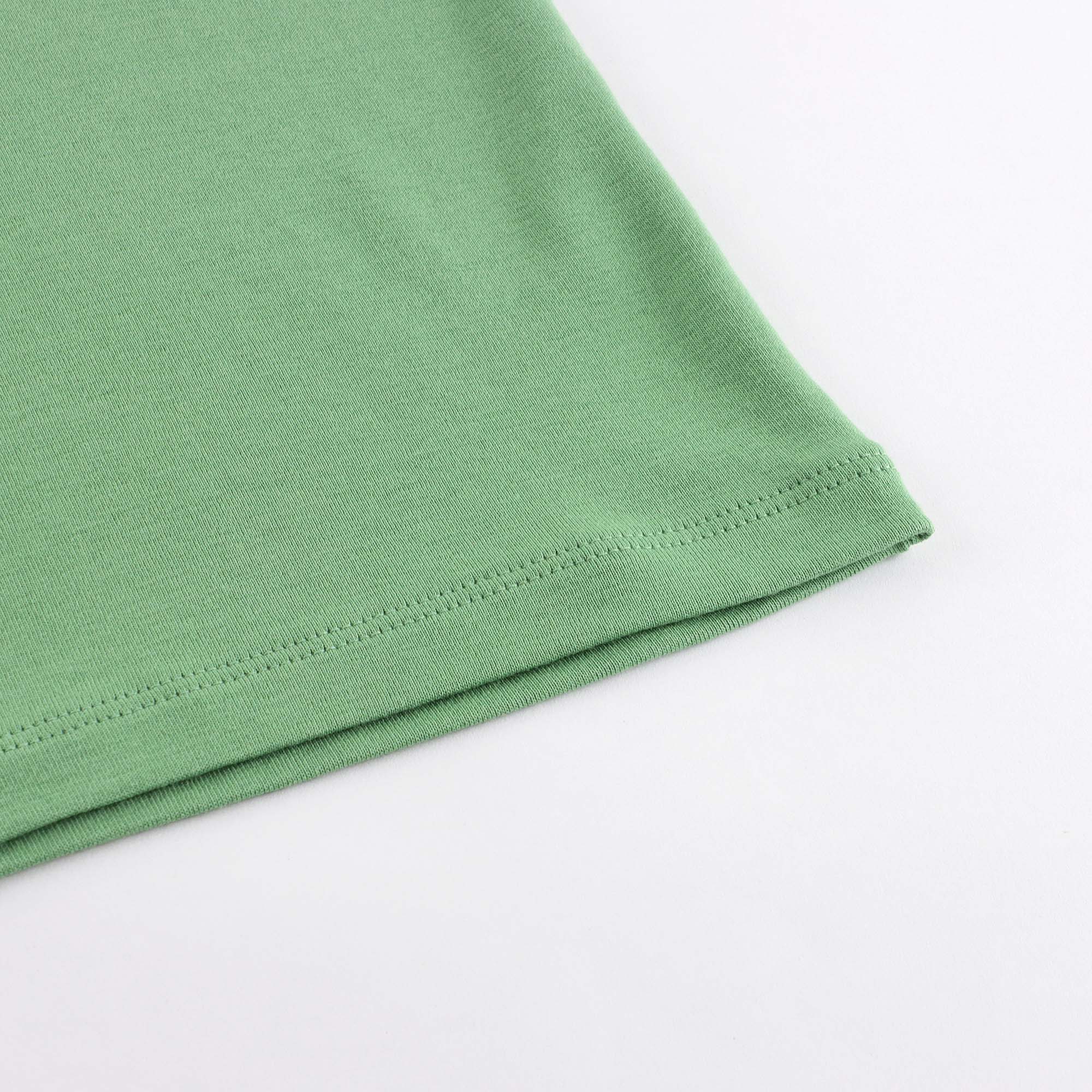 Girls Green Ruffled Cotton T-Shirt