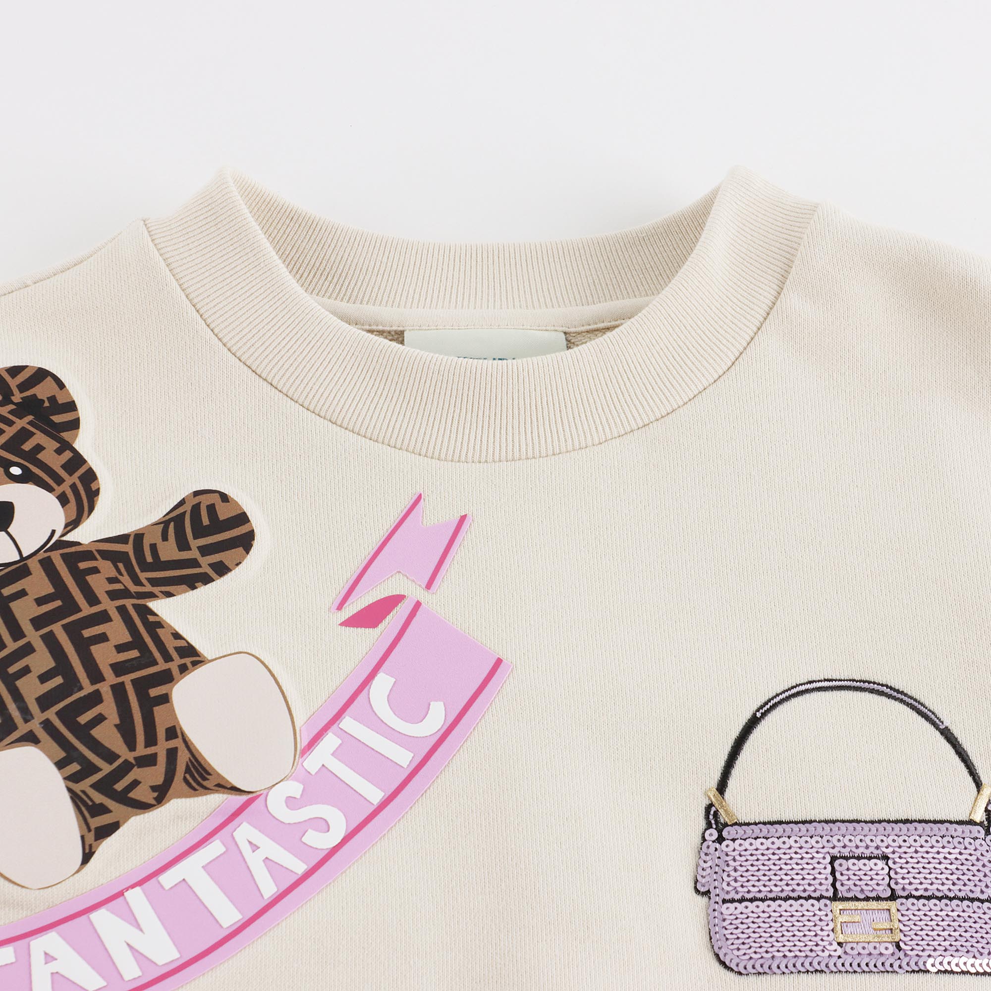 Girls White Printed Cotton Sweatshirt