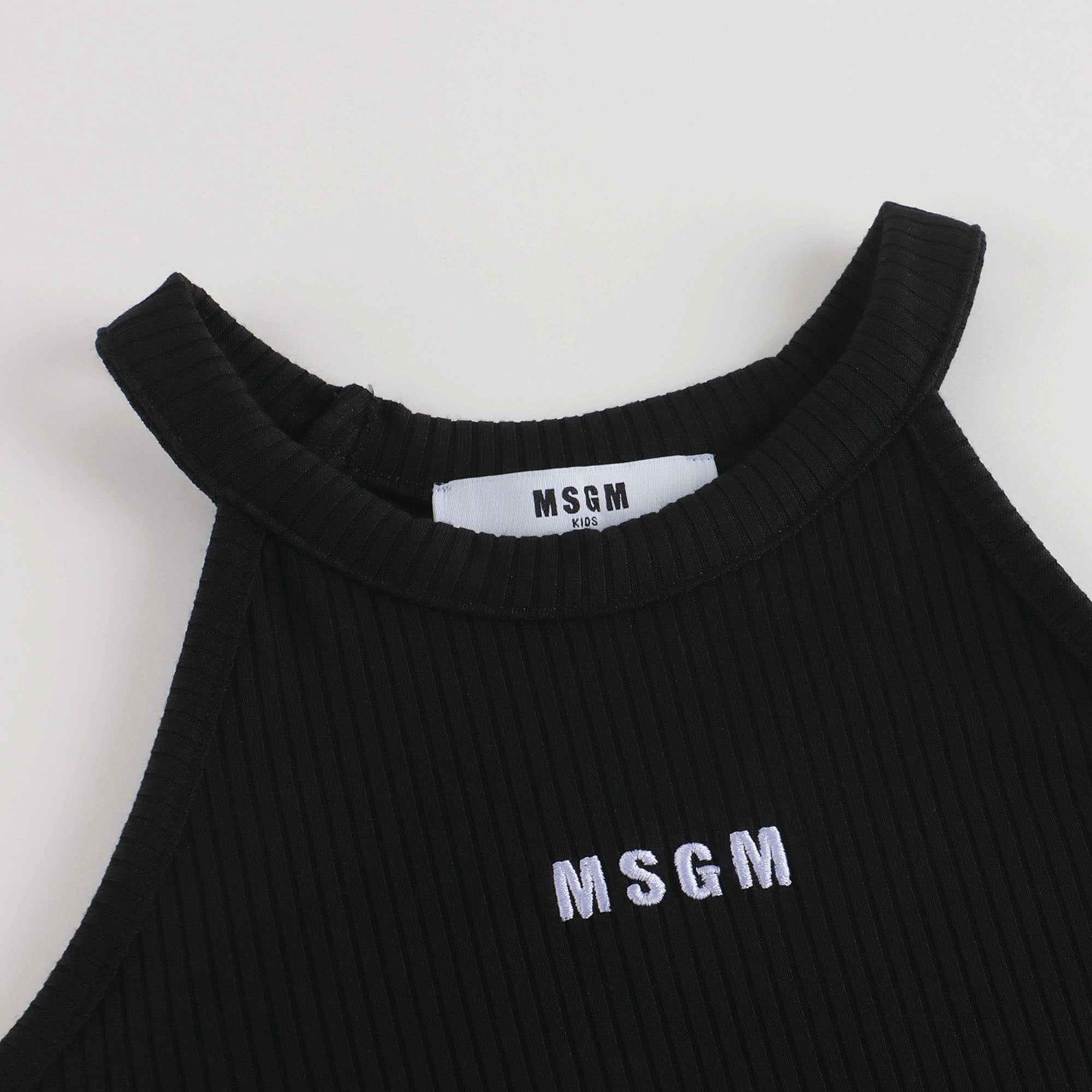Girls Black Logo Strap Vest