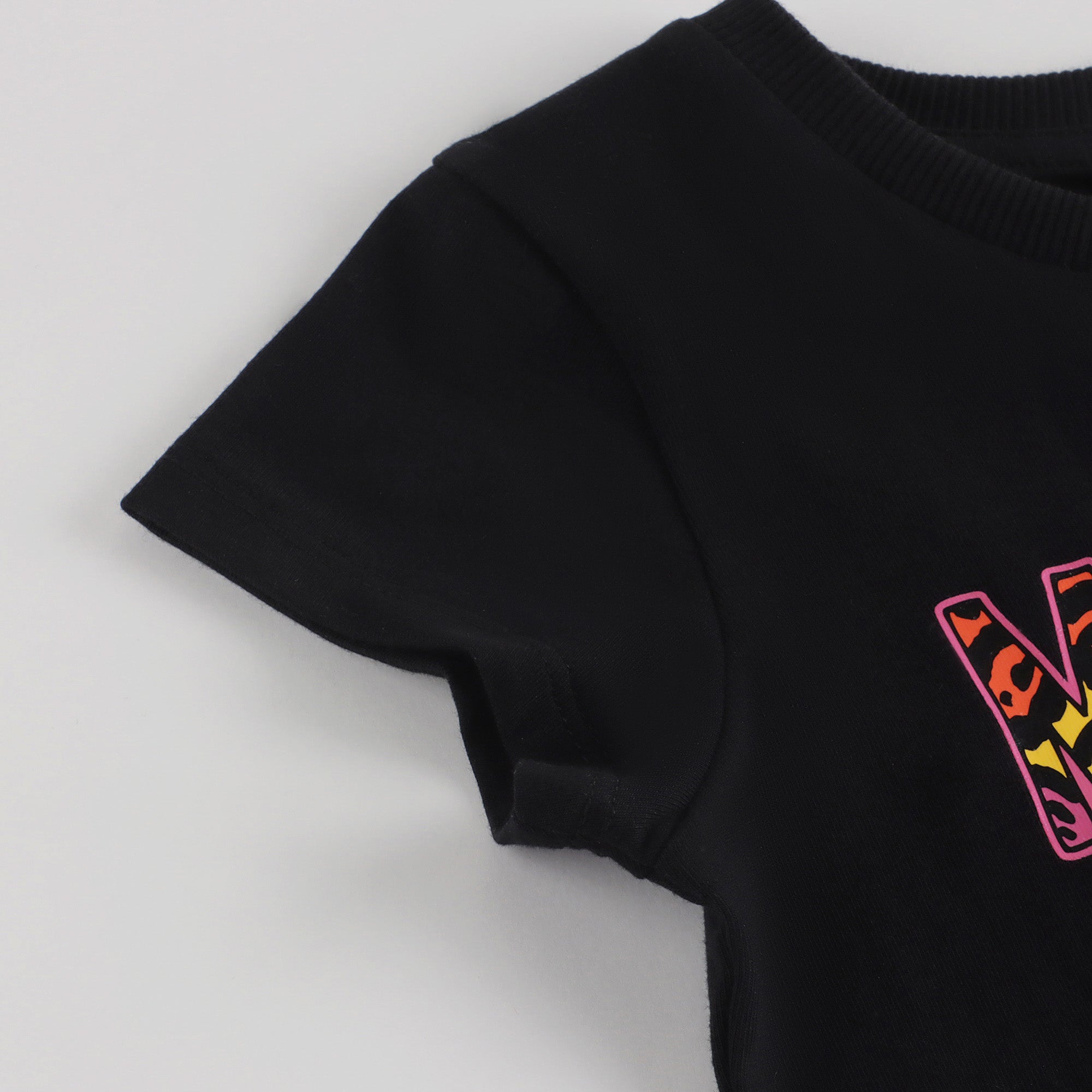 Girls Black Logo Cotton T-Shirt