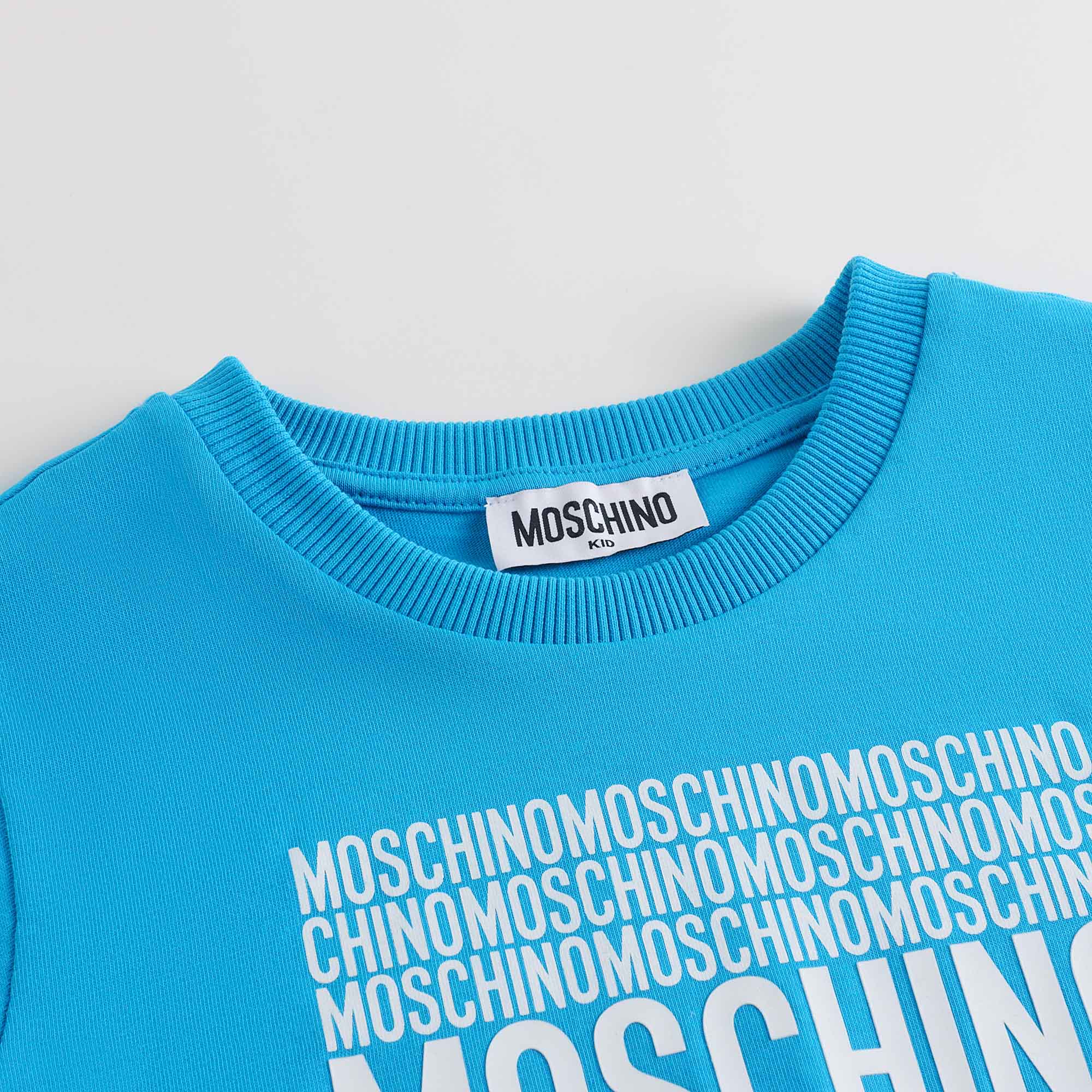 Boys & Girls Blue Logo Cotton T-Shirt