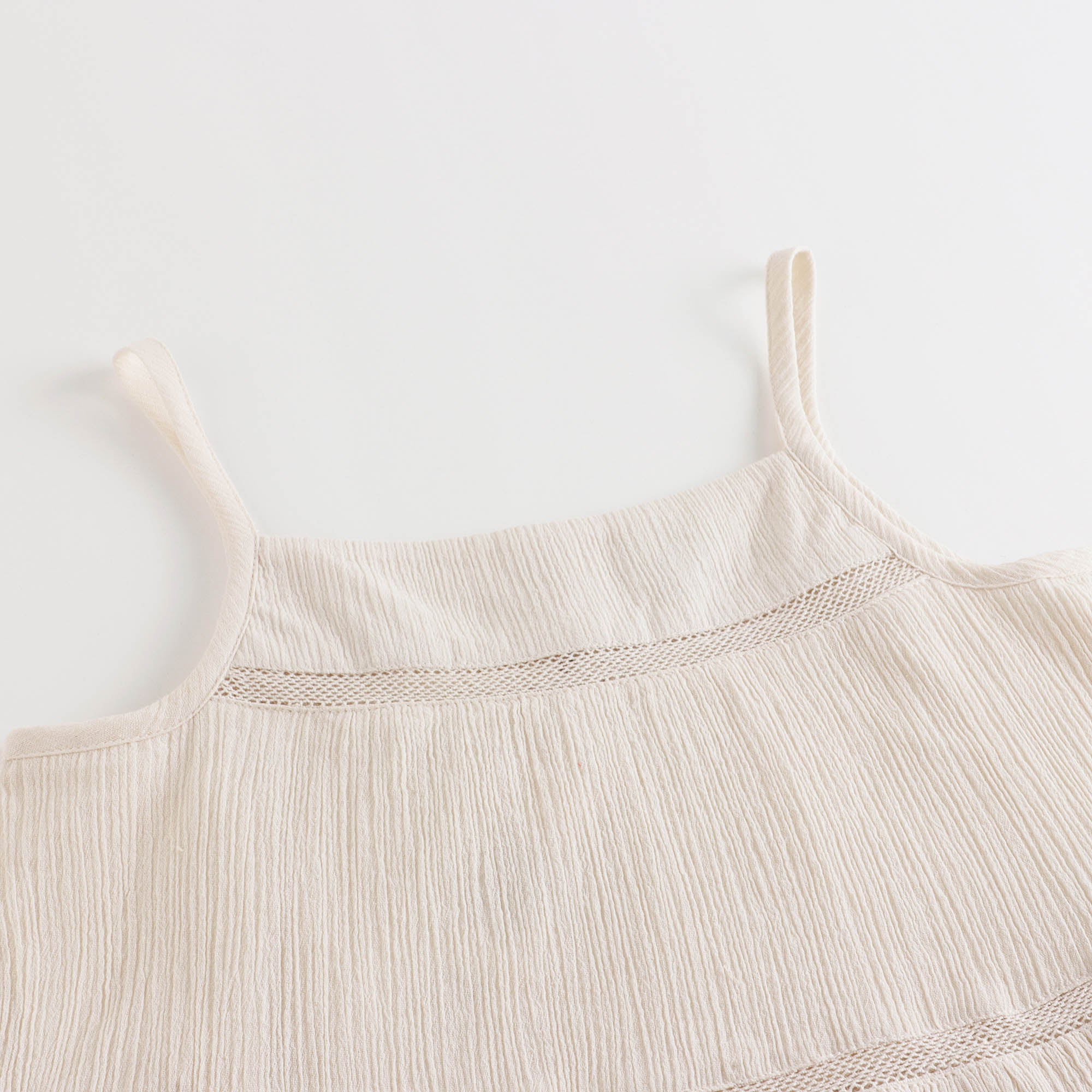 Girls White Cotton Strap Top