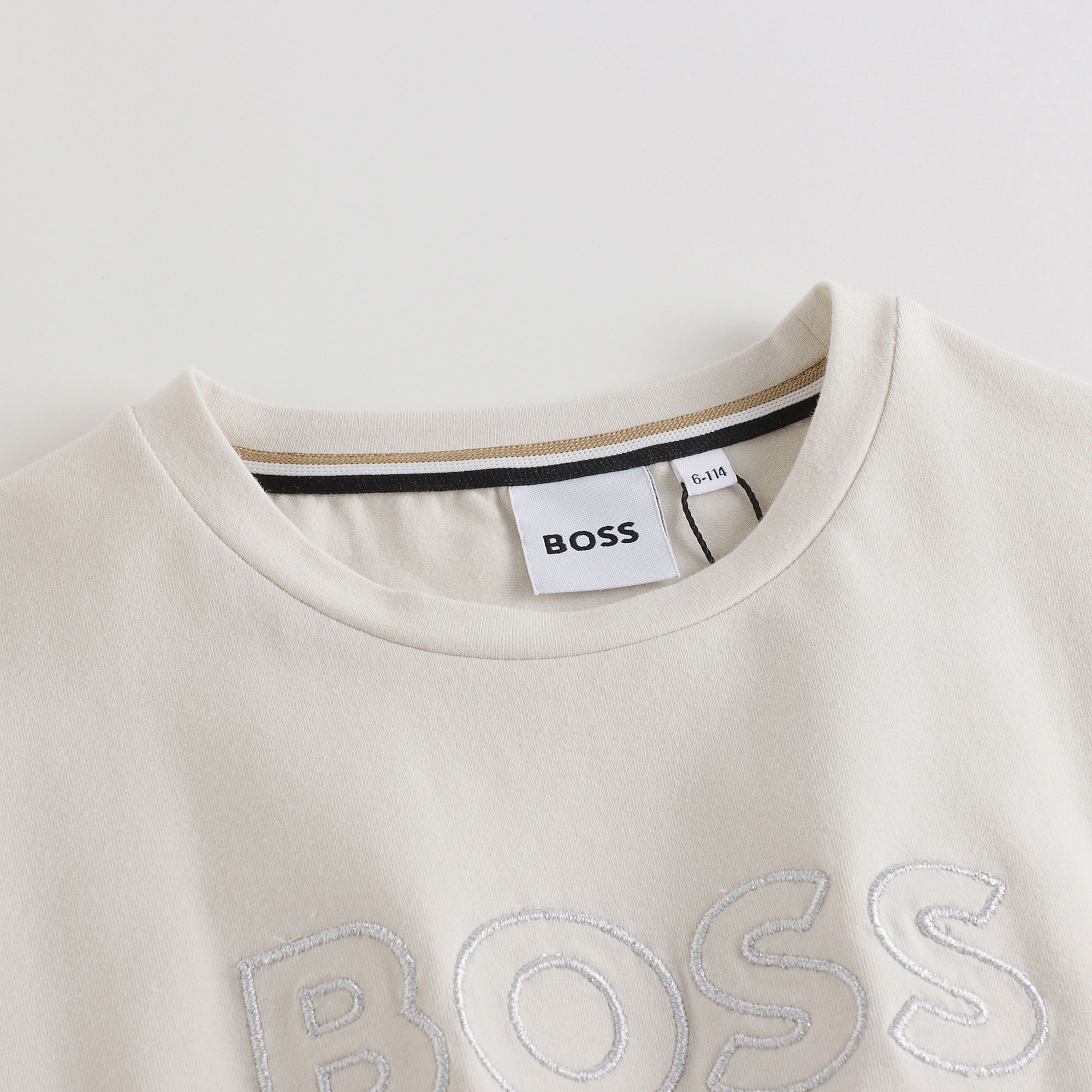 Girls Ivory Logo Cotton Dress