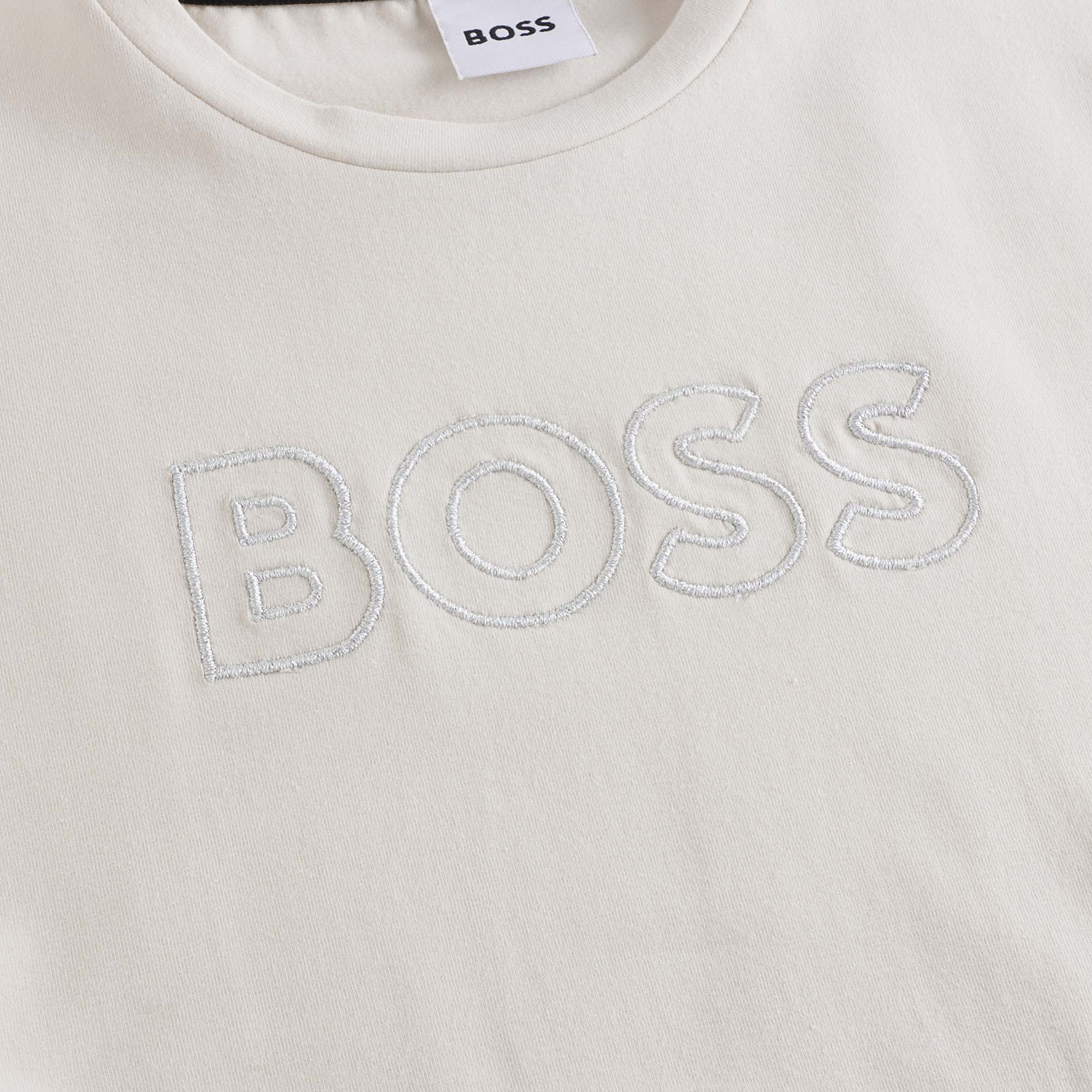 Girls Ivory Logo Cotton Dress