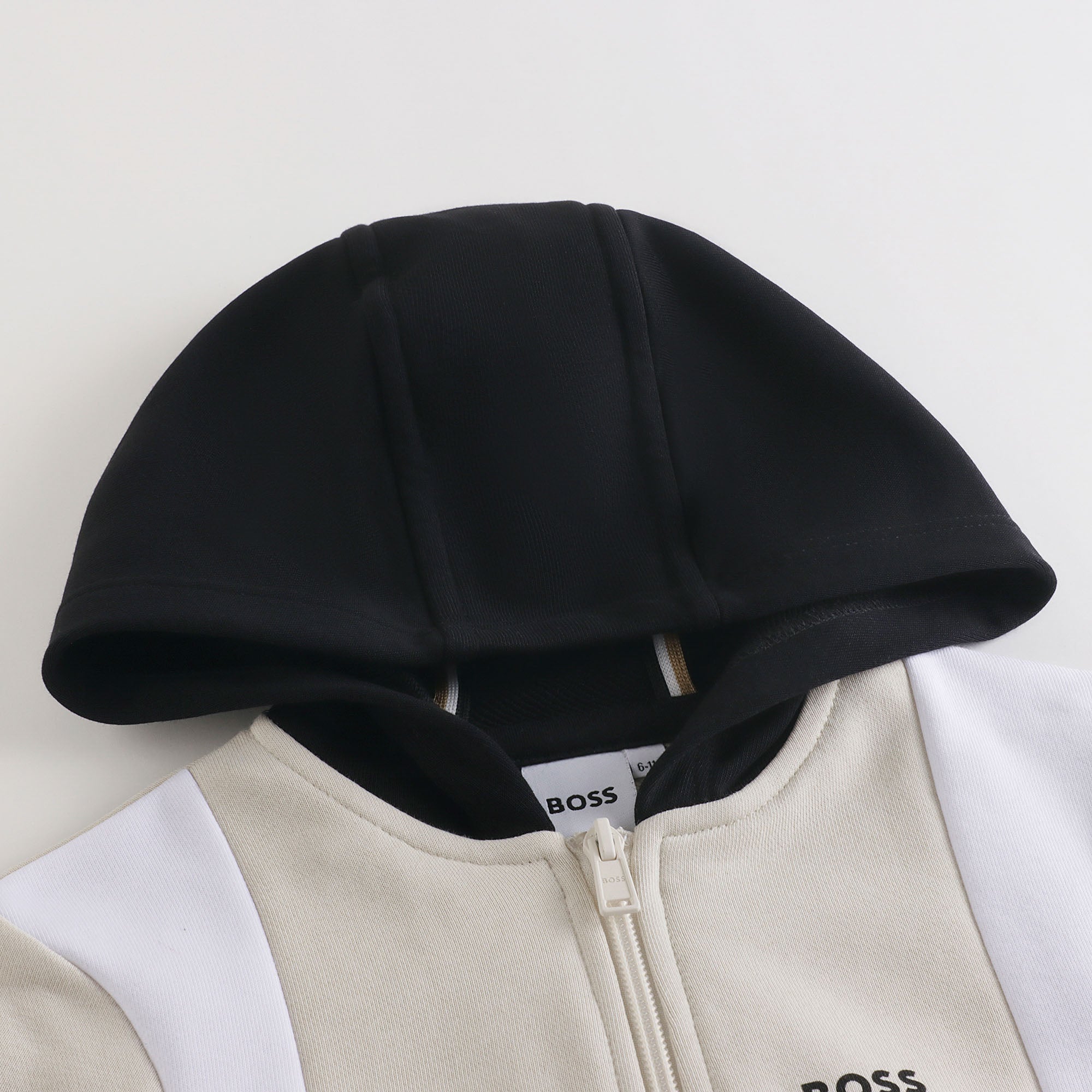 Boys Beige Cotton Zip-Up Top