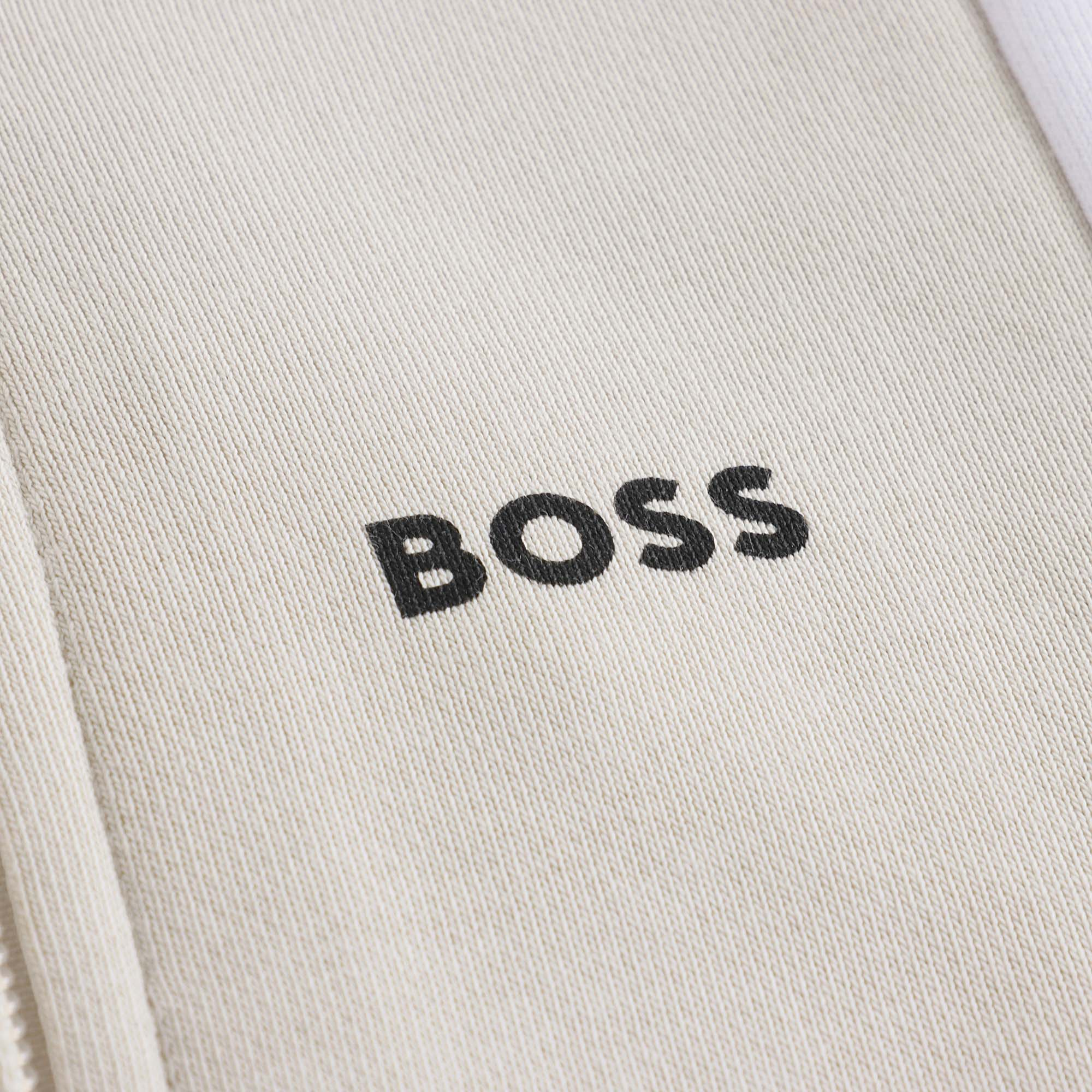 Boys Beige Cotton Zip-Up Top