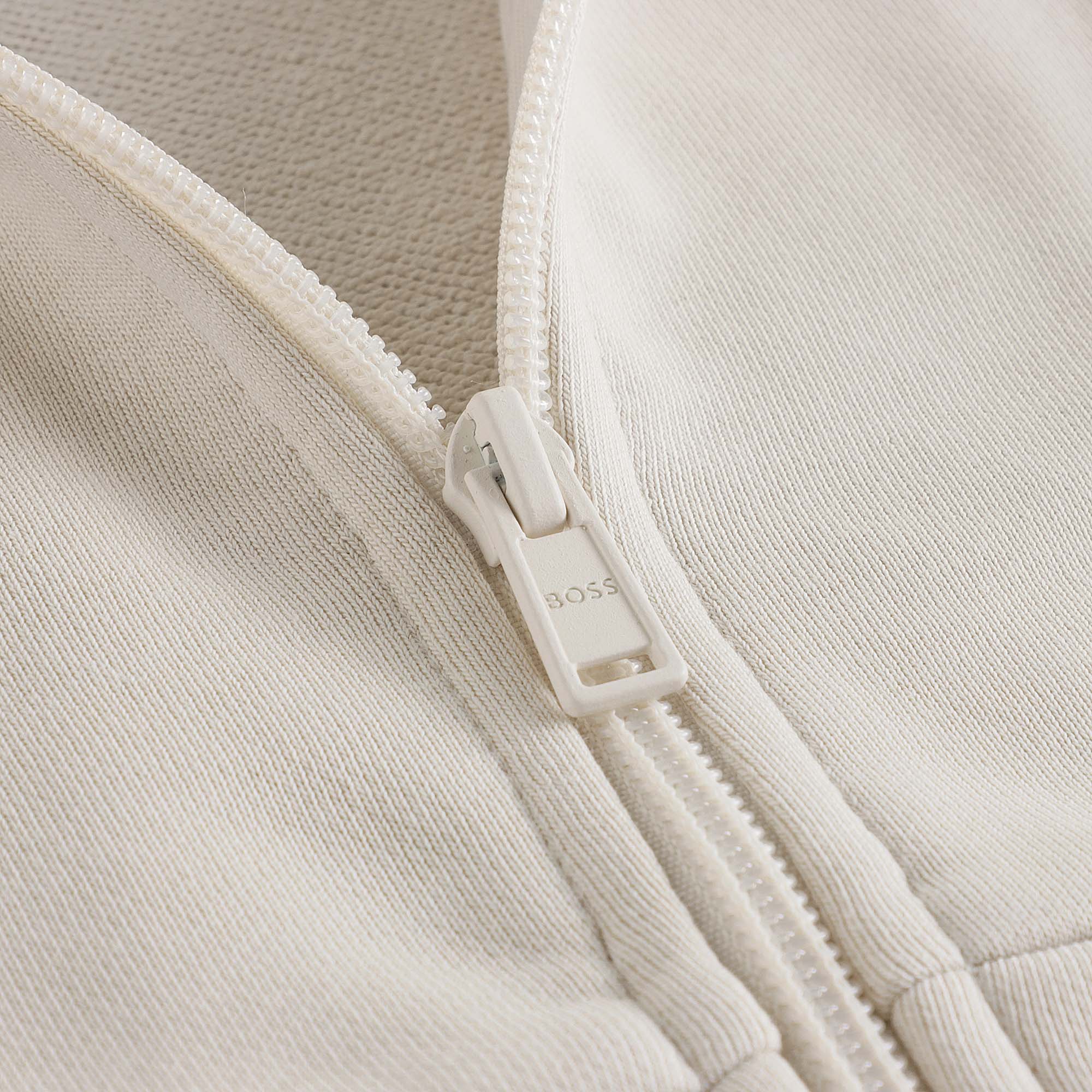 Boys Beige Cotton Zip-Up Top