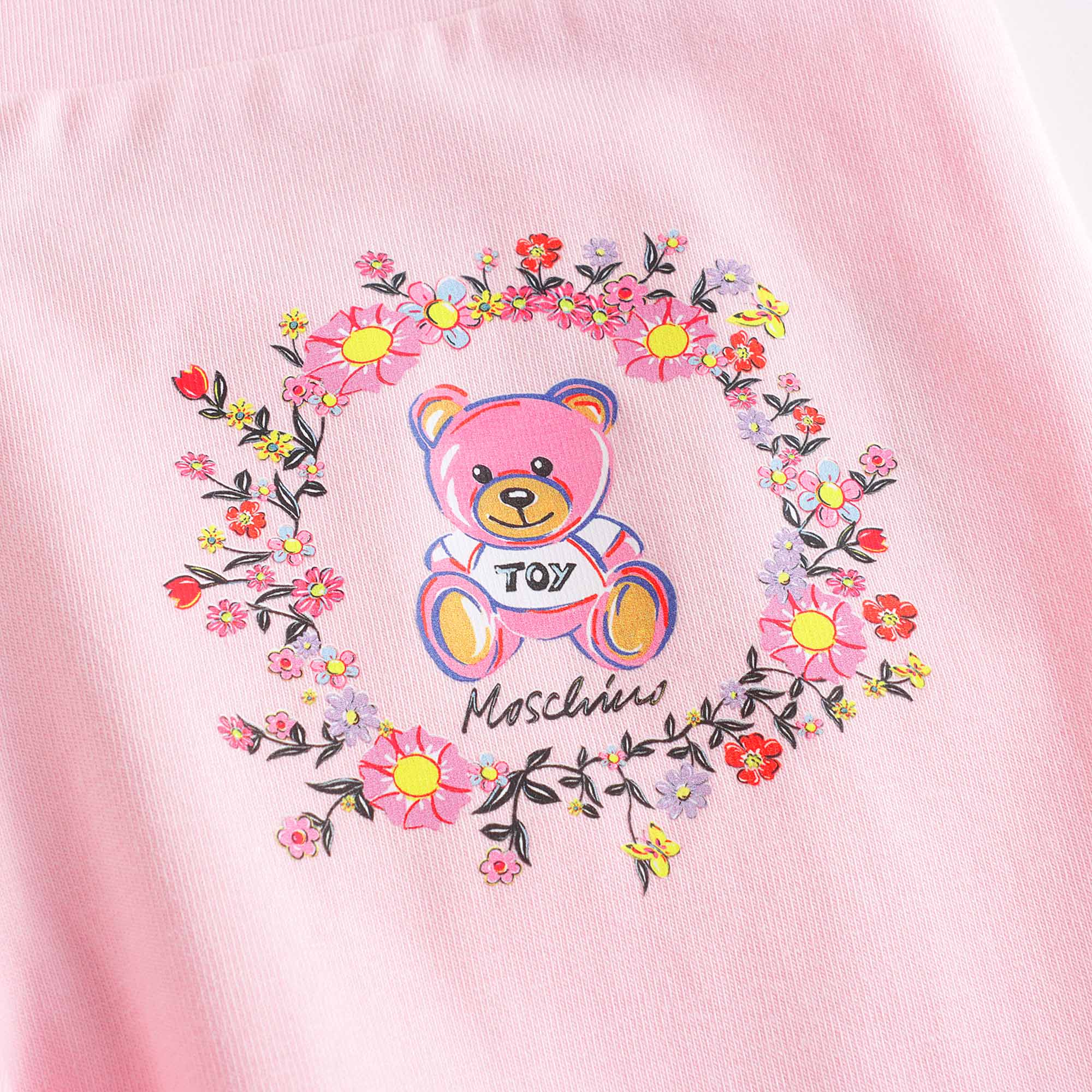 Girls Pink Printed Cotton Leggings