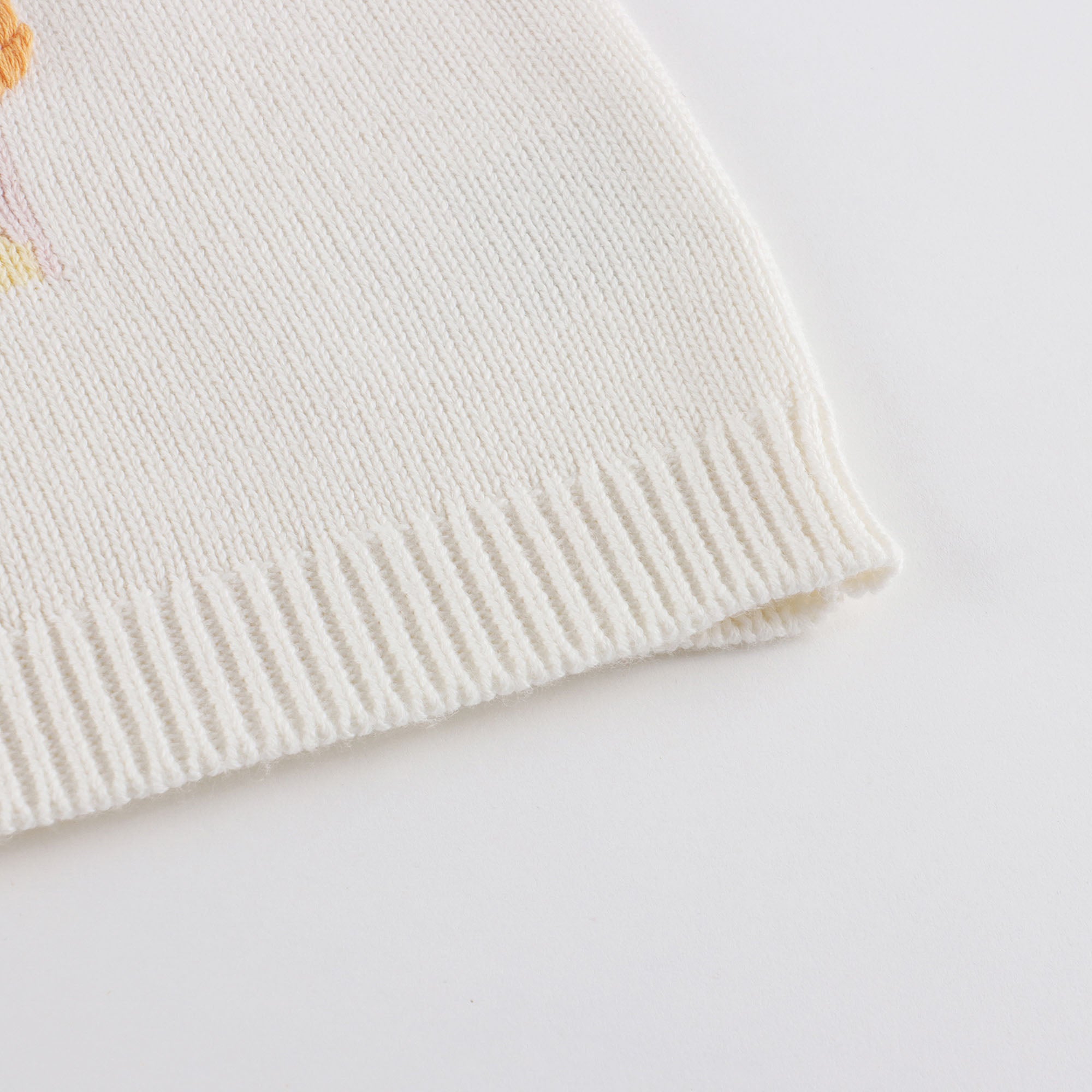 Baby Girls White Jacquard Cotton Sweater