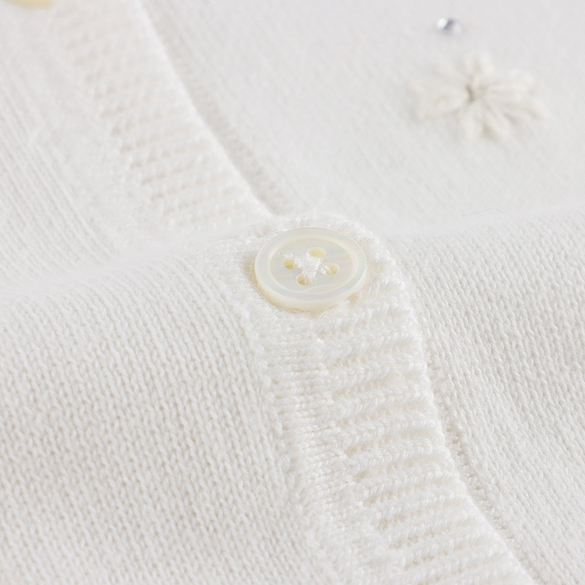 Girls White Embroidered Cotton Cardigan