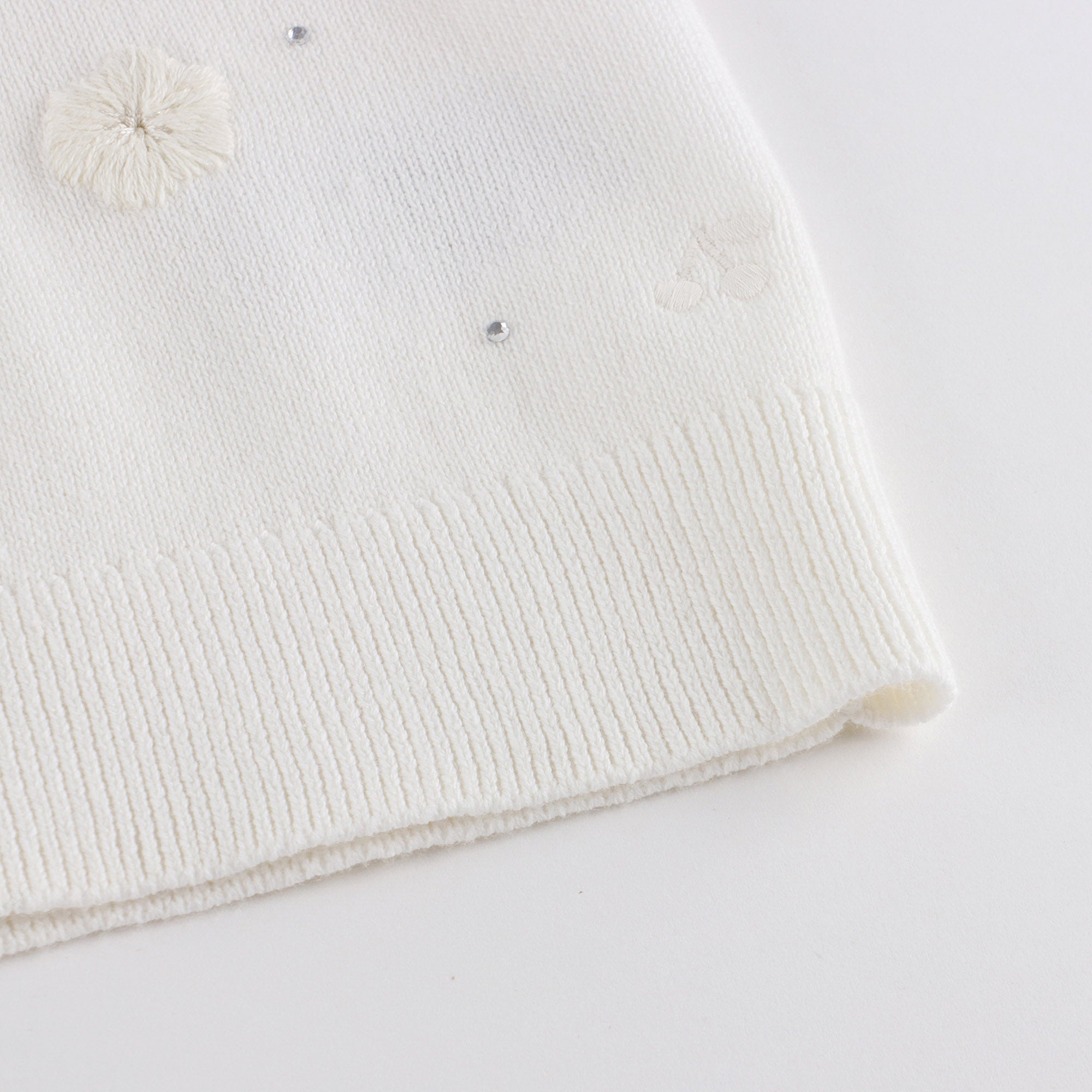 Girls White Embroidered Cotton Cardigan