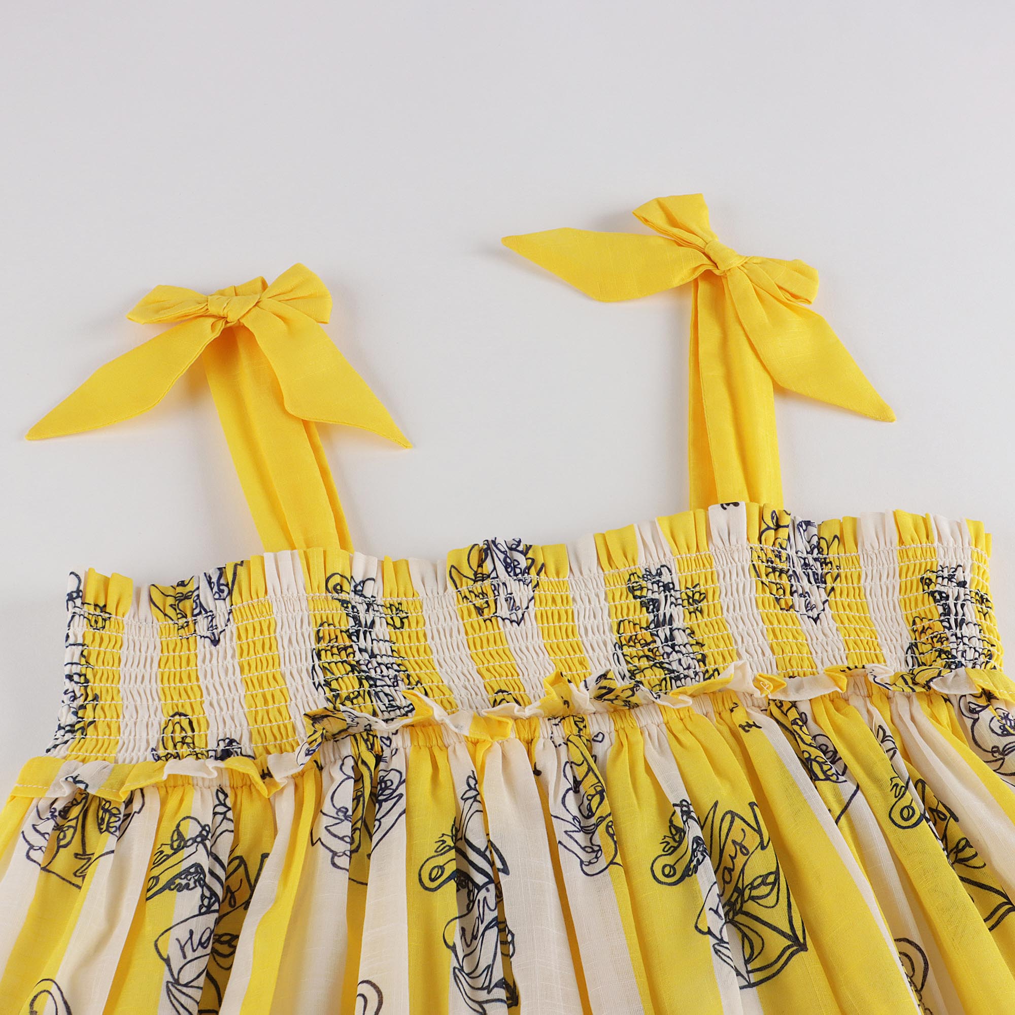 Girls Yellow Stripes Cotton Dress
