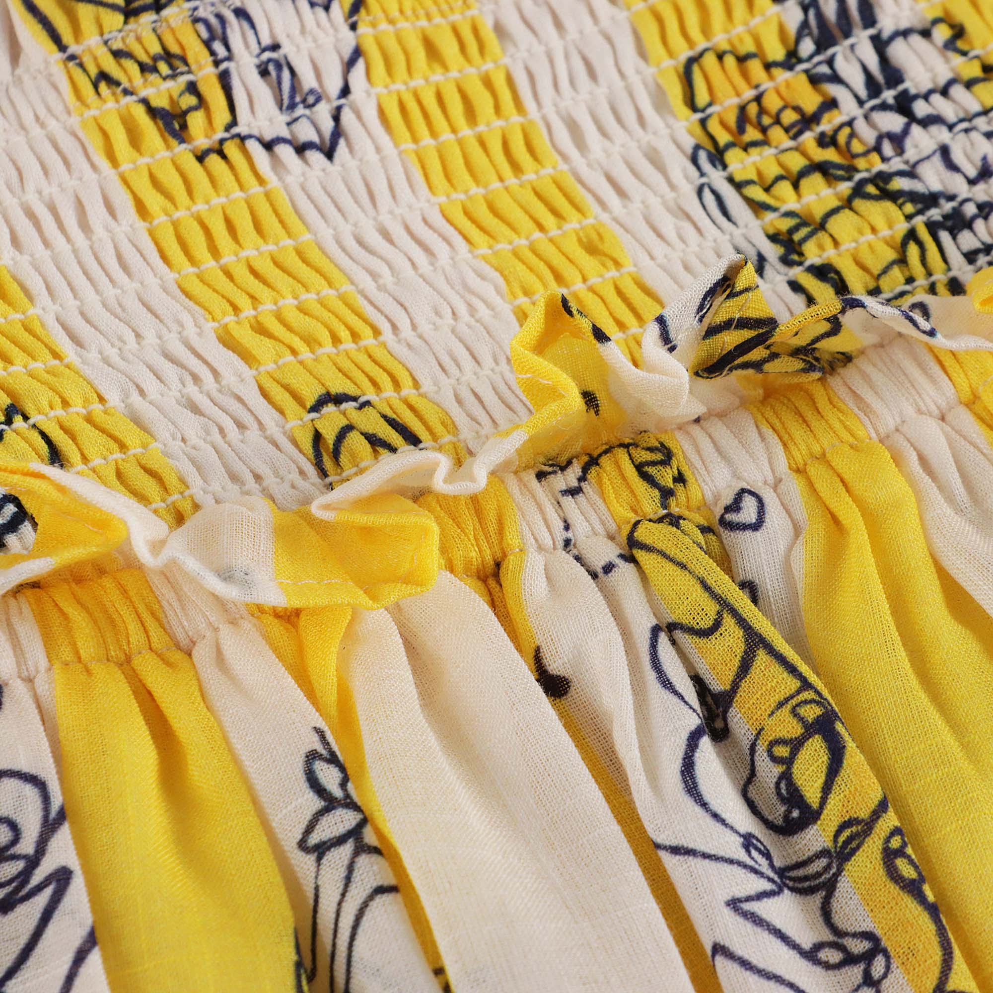 Girls Yellow Stripes Cotton Dress