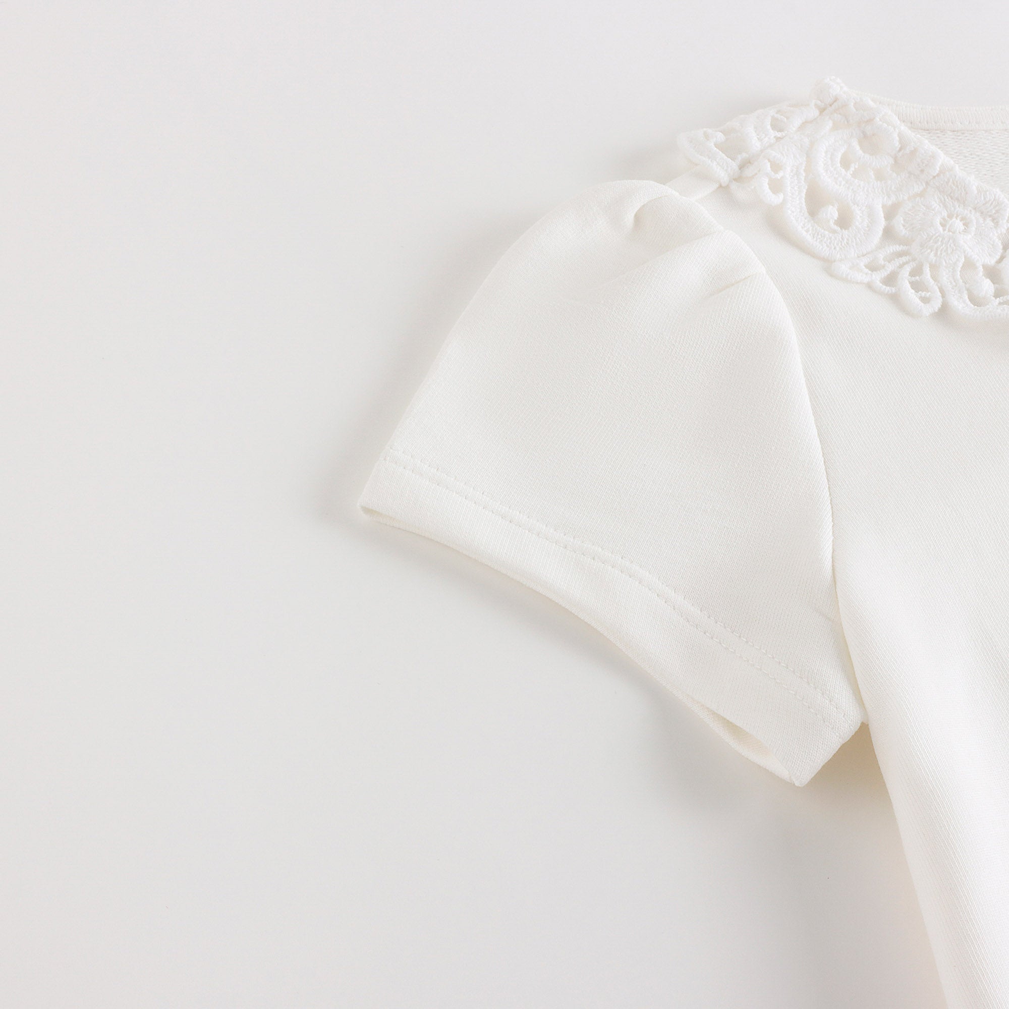 Girls White Printed Cotton Dress