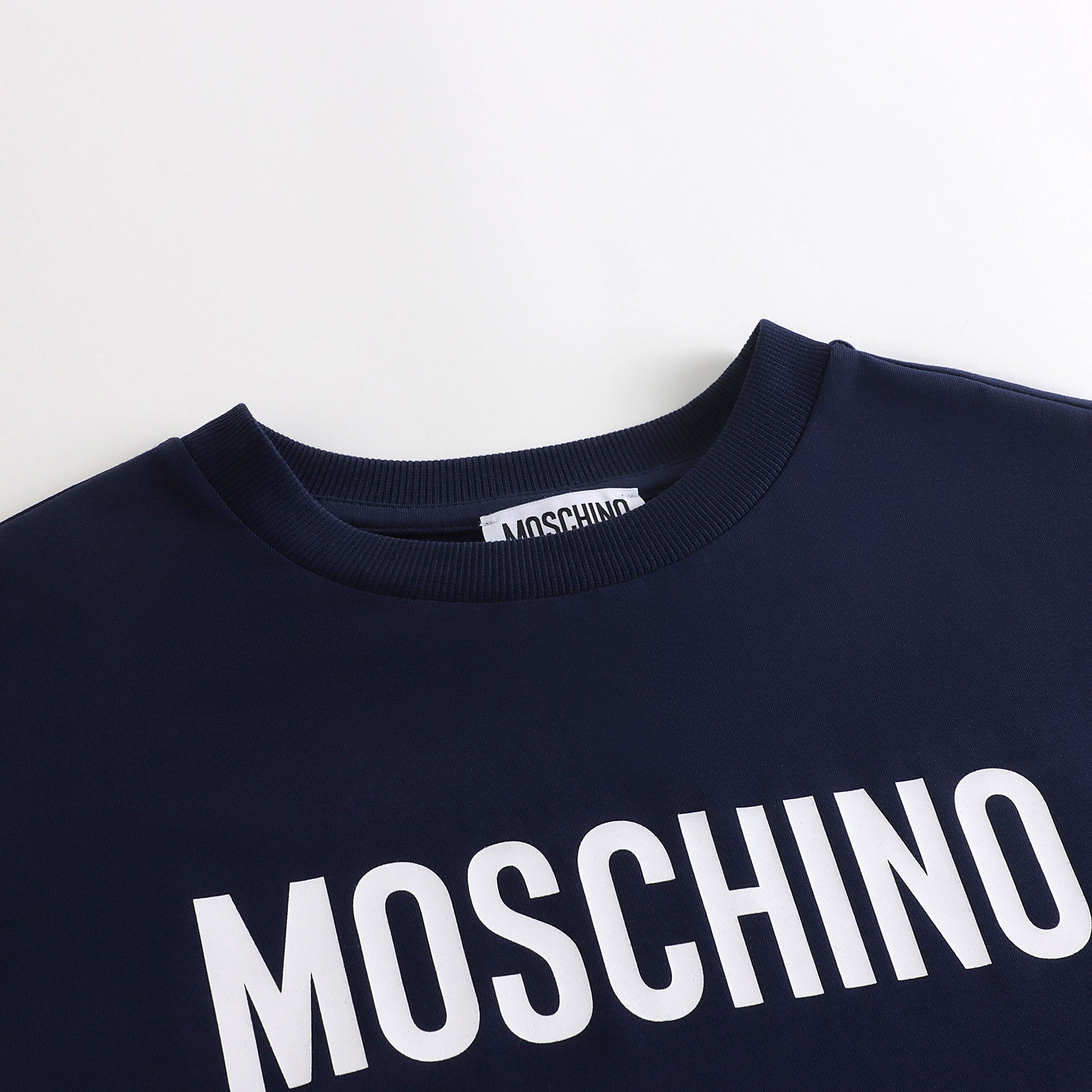 Girls Navy Logo Cotton Dress