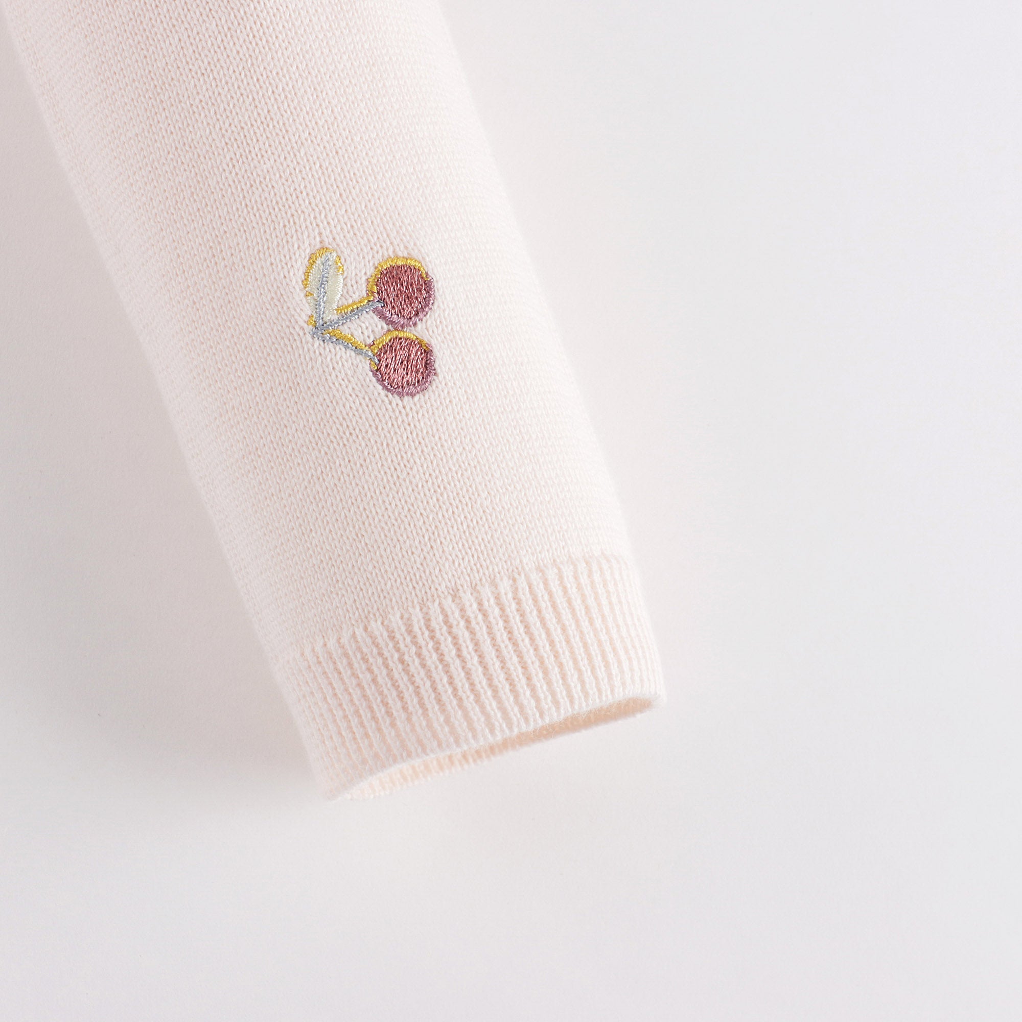 Baby Girls Pale Pink Cherry Embroidered Cotton Cardigan