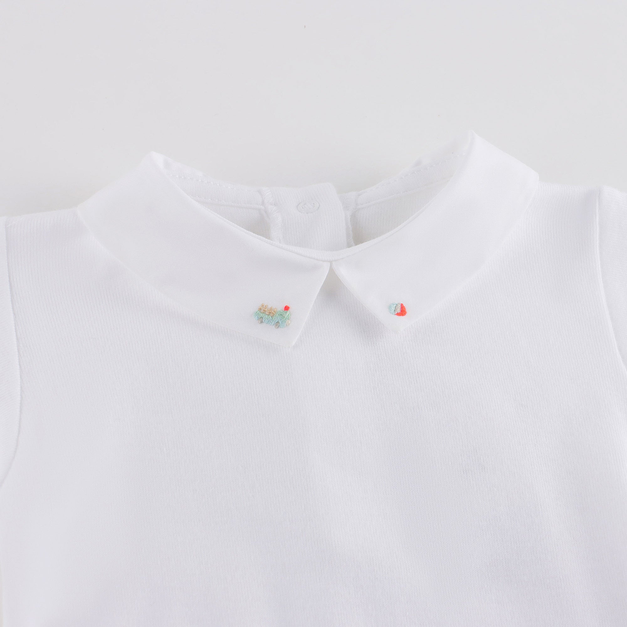 Baby Boys & Girls White Cotton Babysuit