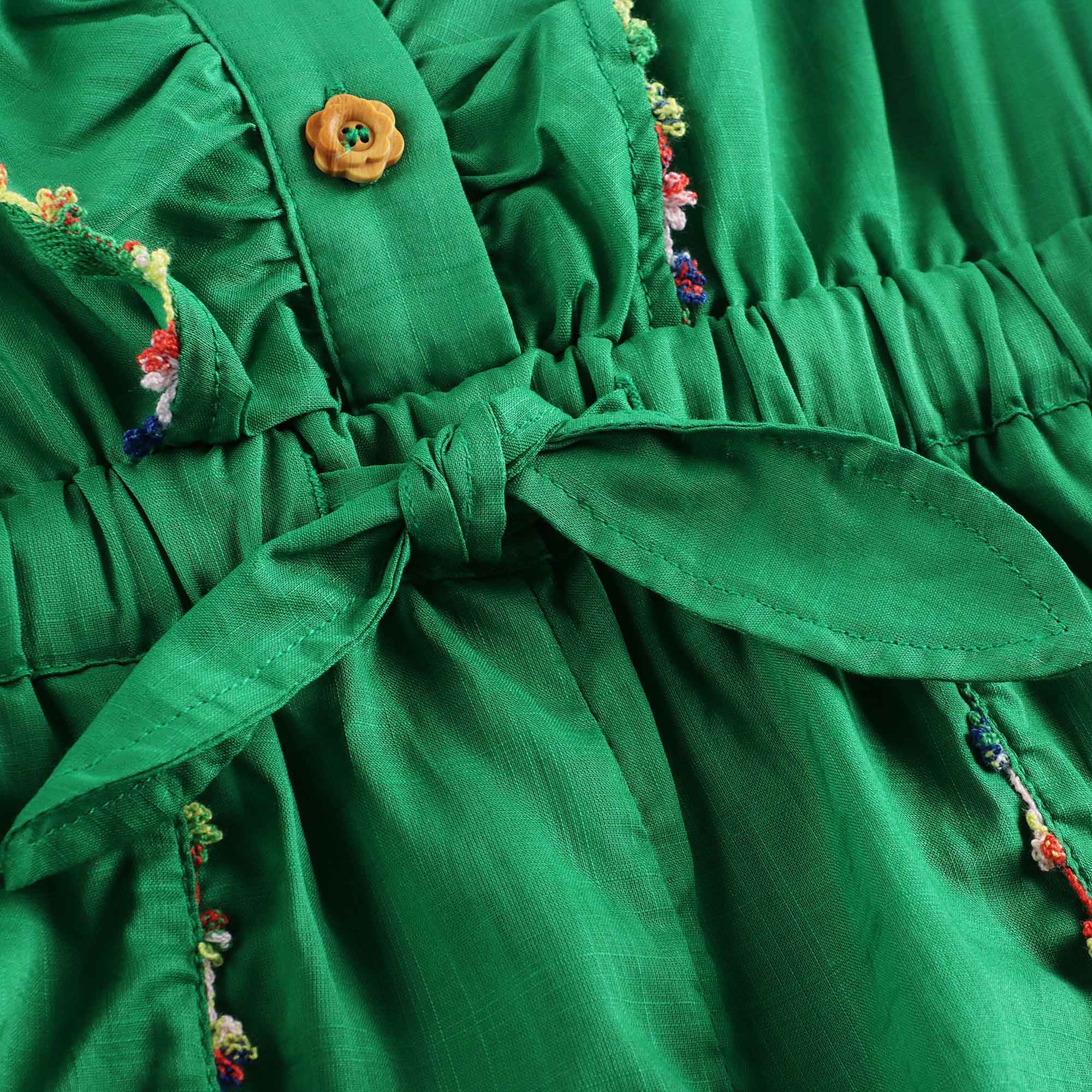 Girls Green Cotton Playsuit