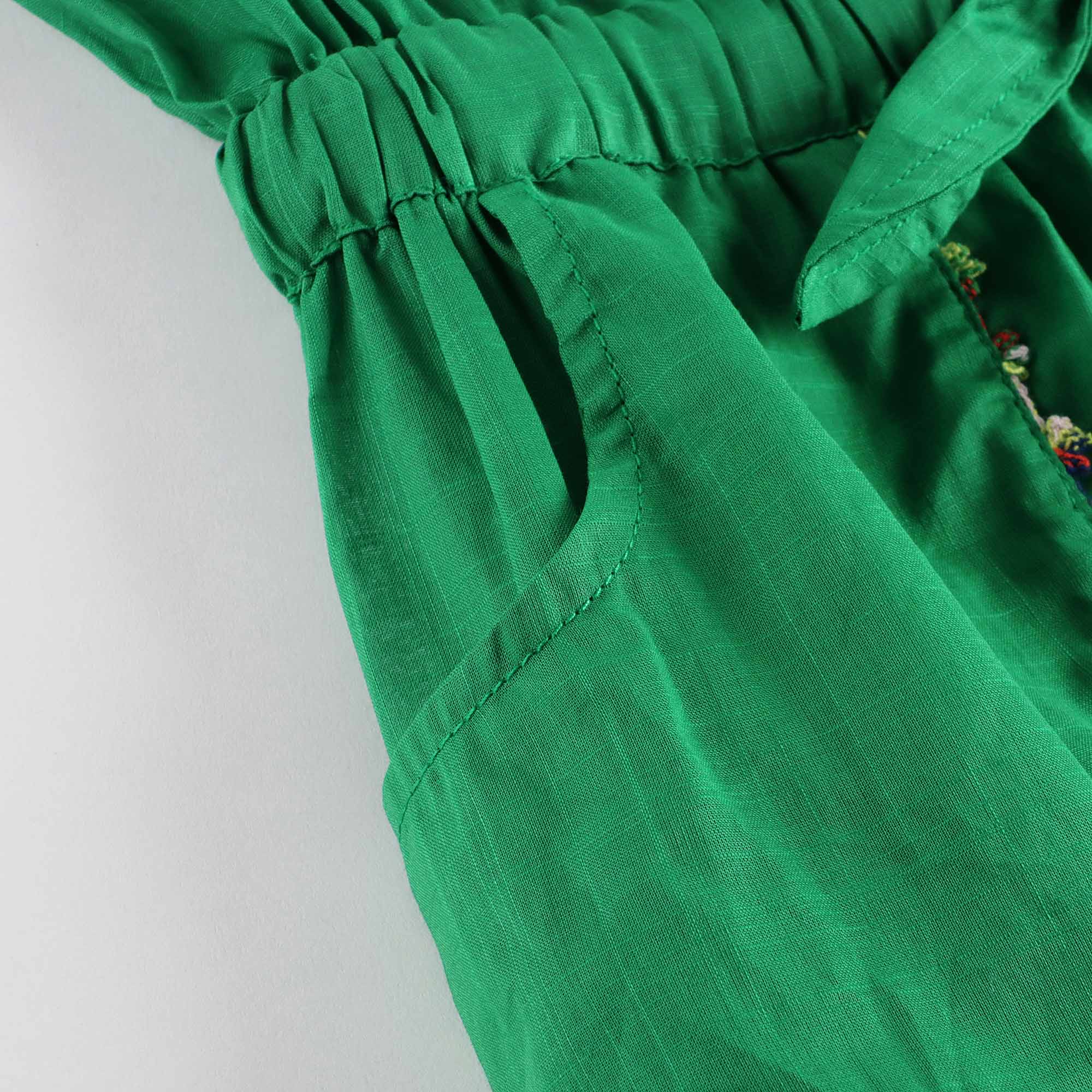 Girls Green Cotton Playsuit