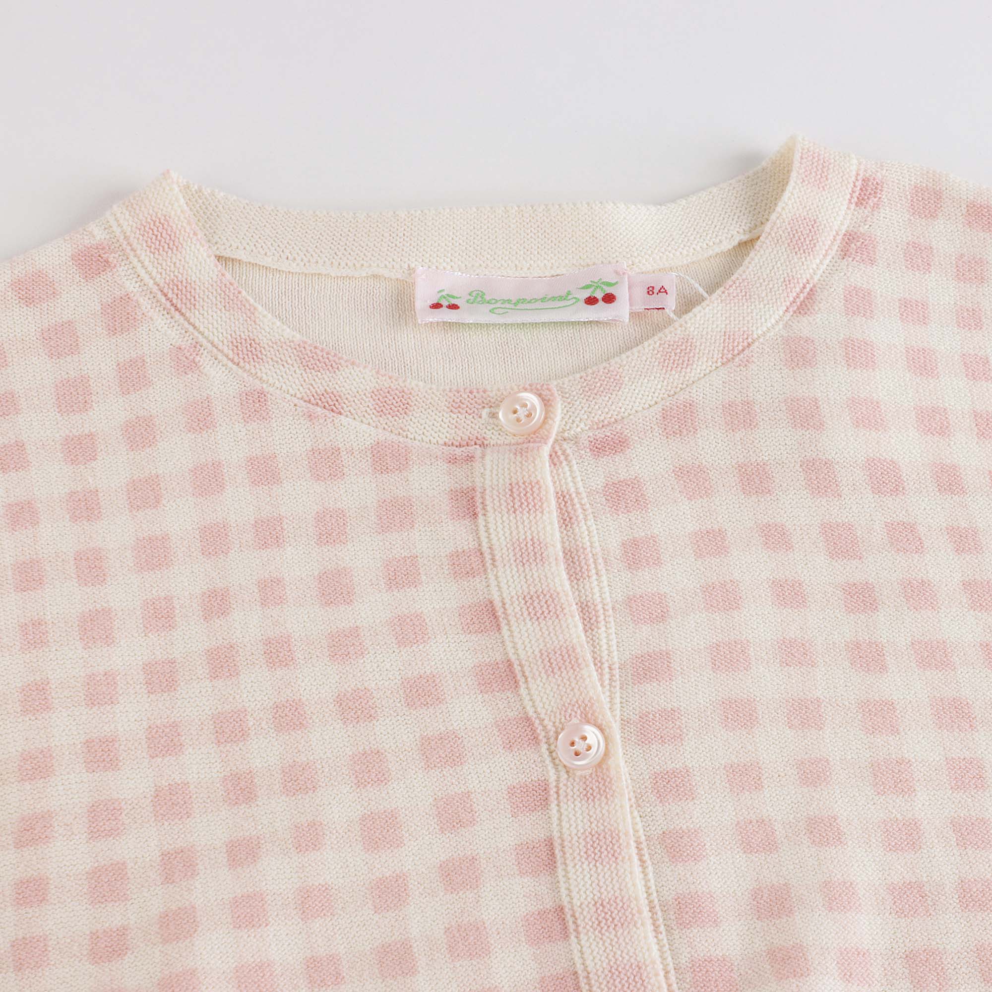 Girls Pink Check Cotton Cardigan