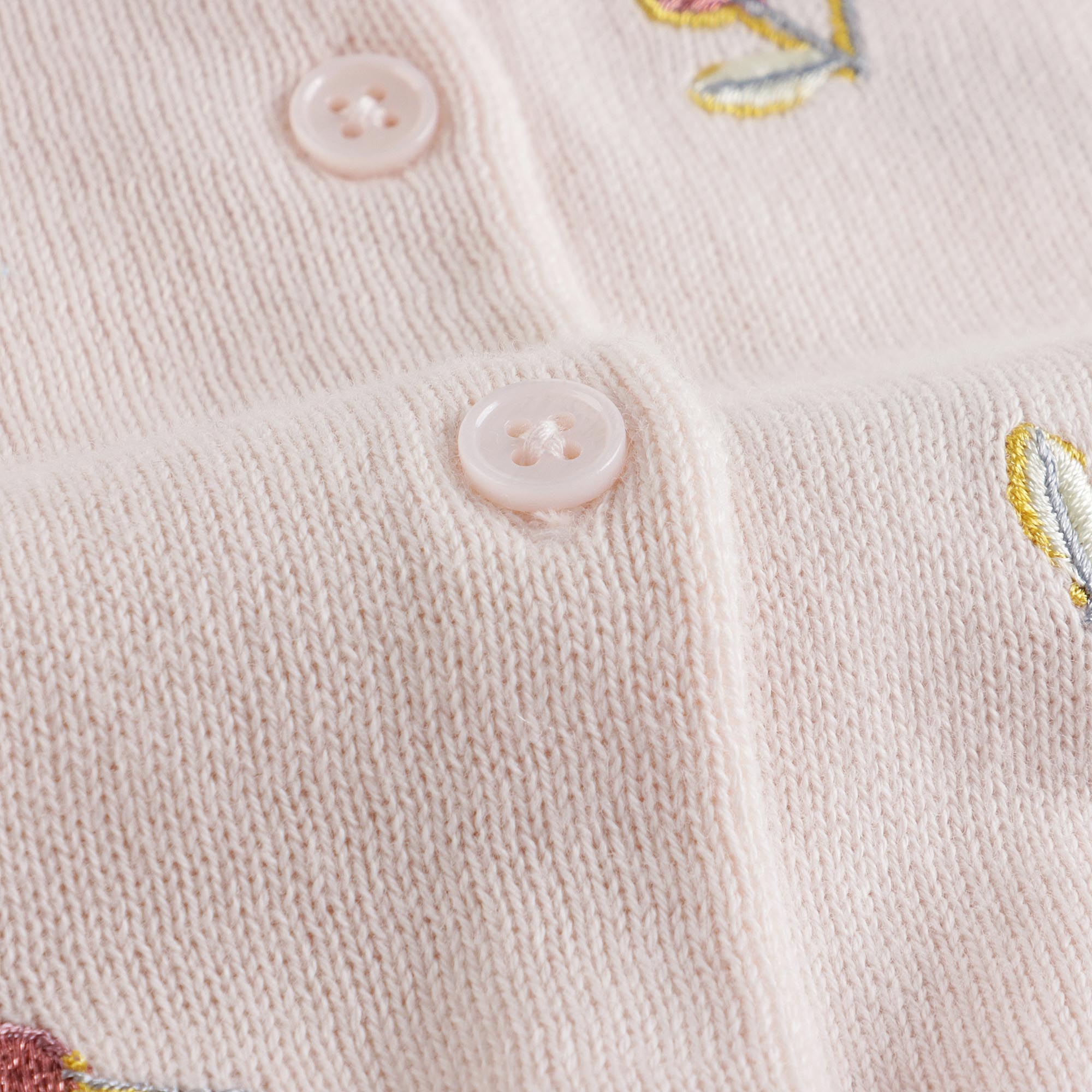 Girls Pink Embroidered Cotton Cardigan